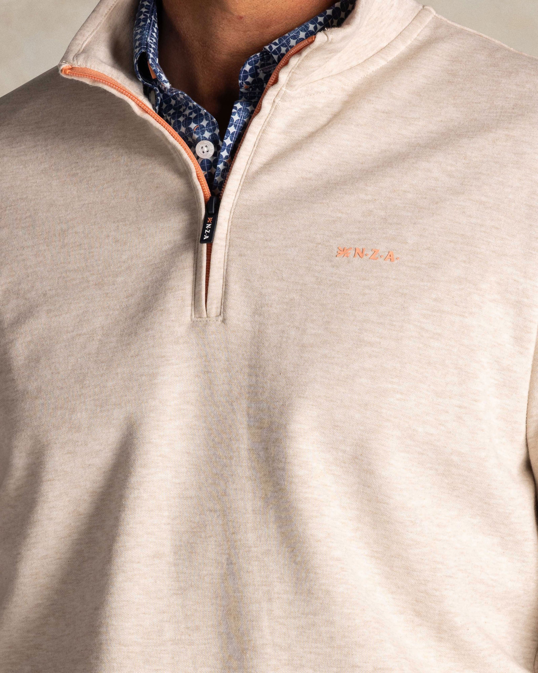 Ecru cotton quarter zip sweatshirt Ecru cotton quarter zip sweatshirt