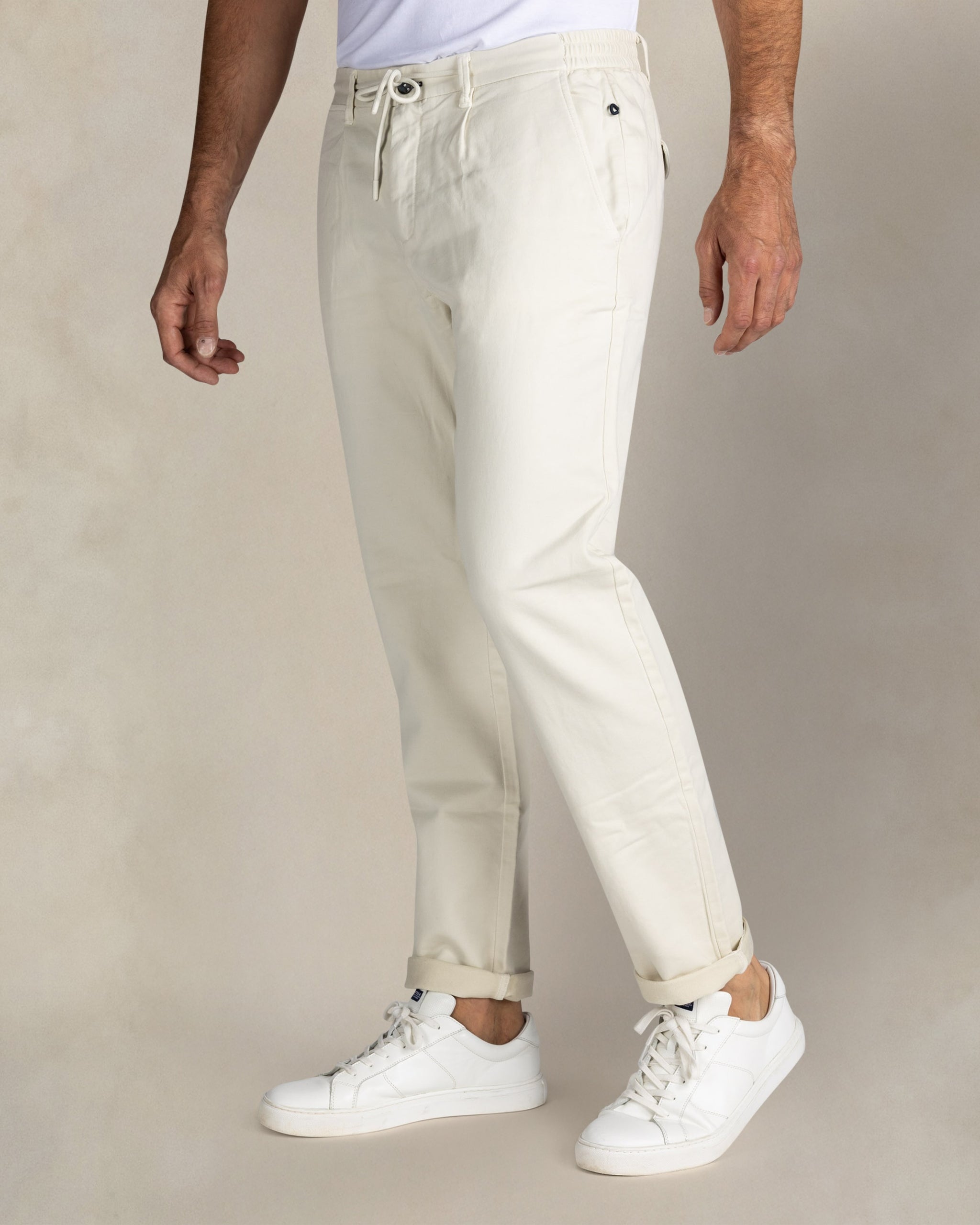 Ecru cotton stretch trousers Ecru cotton stretch trousers