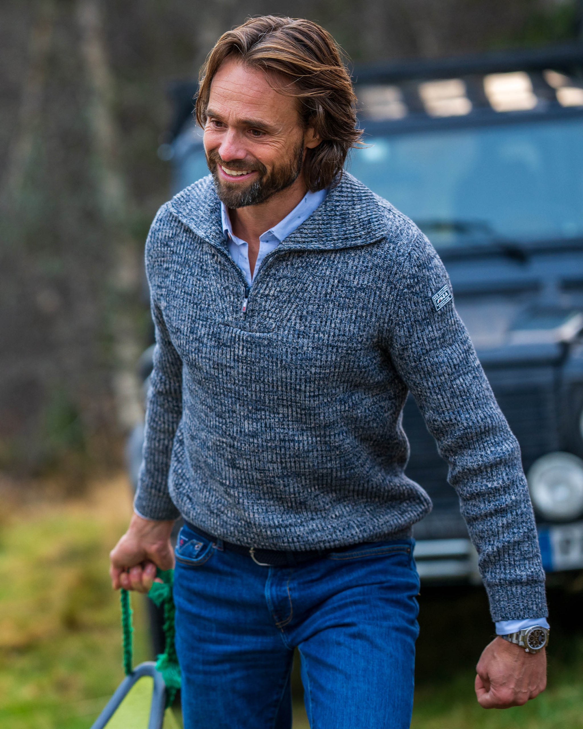 Blue cotton half zip pullover Blue cotton half zip pullover