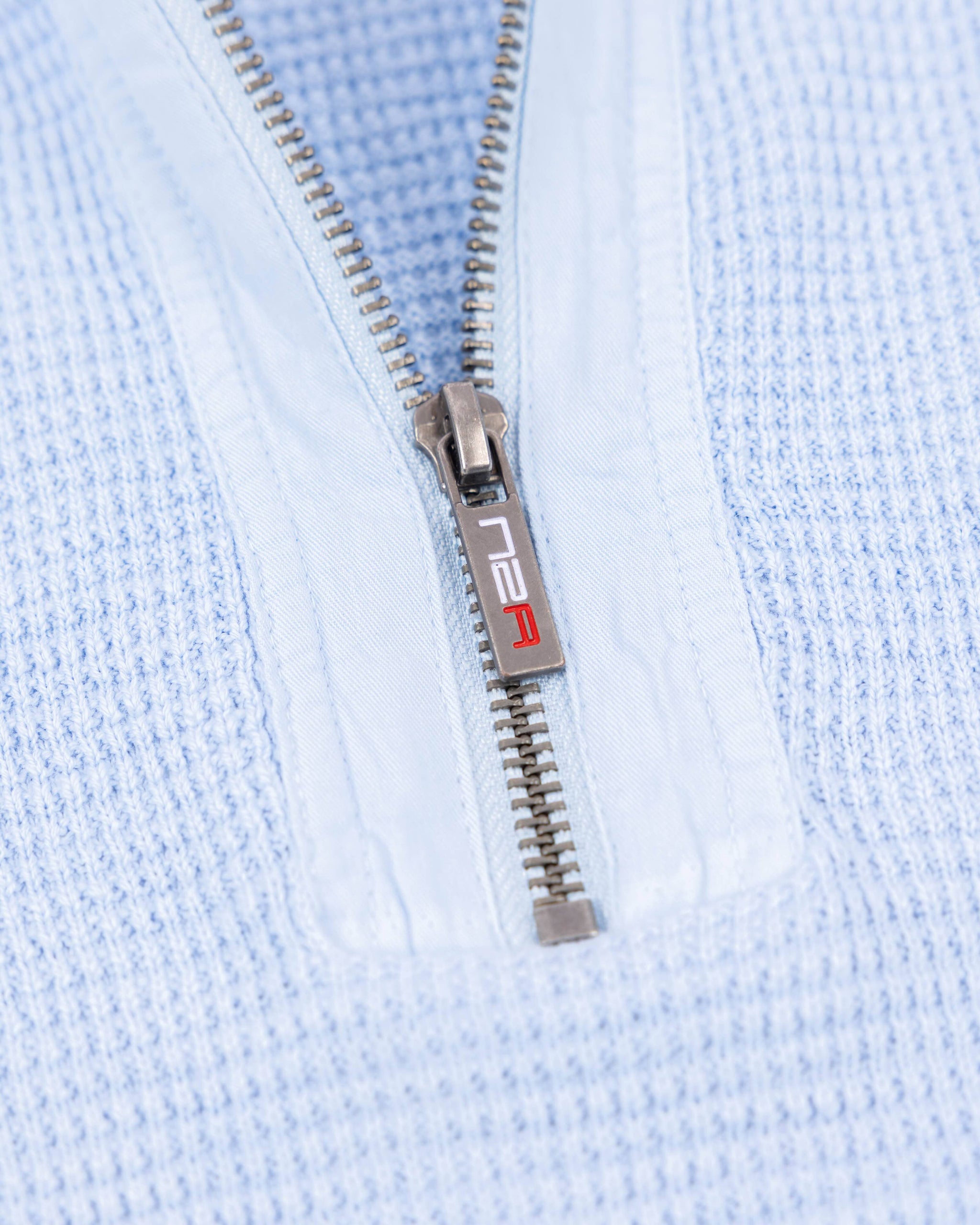 Blauwe katoenen half zip trui Blauwe katoenen half zip trui