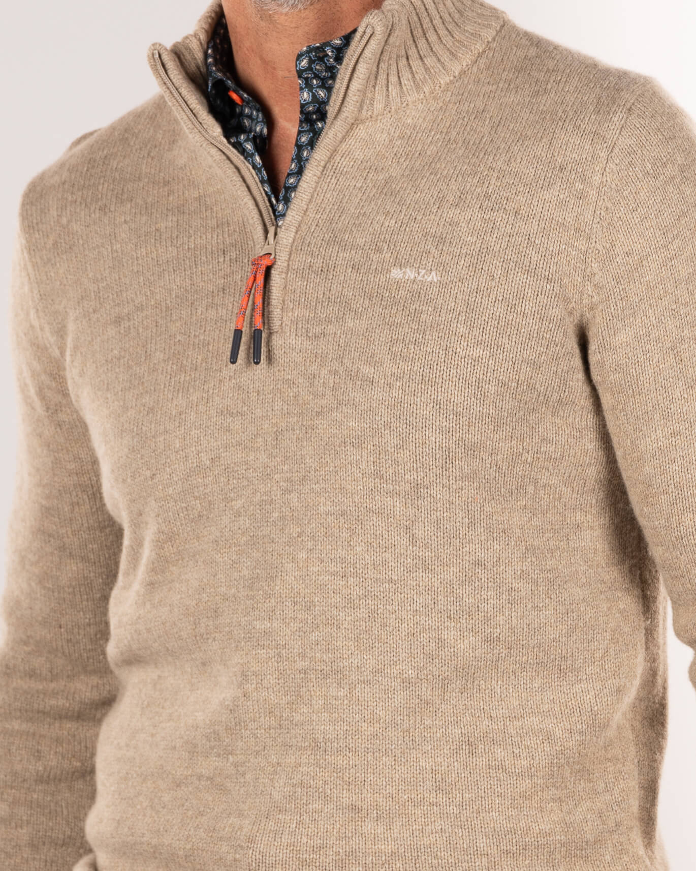 Trui met halve rits van wol mix - Sahara Sand Trui met halve rits van wol mix - Sahara Sand