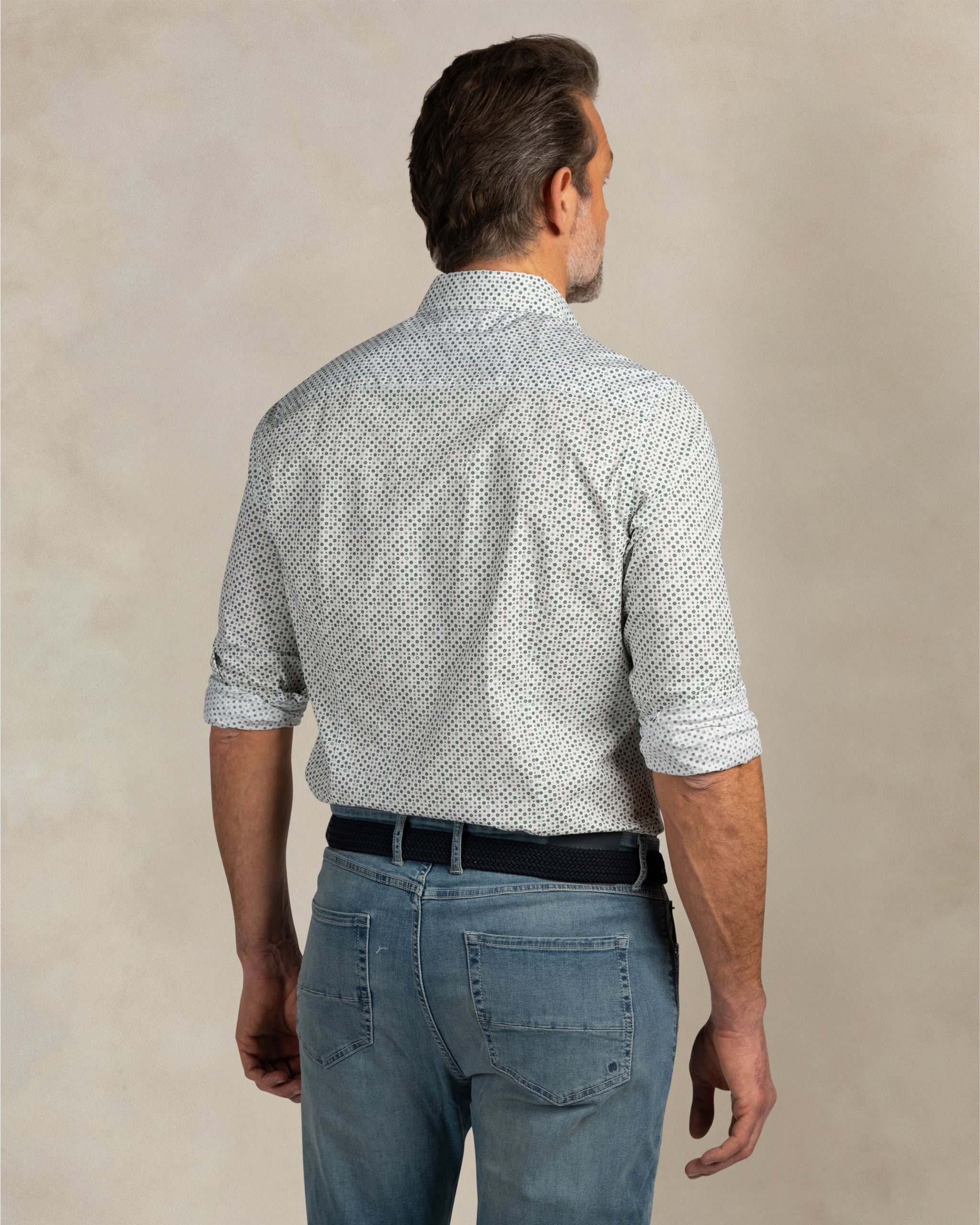 Groene katoenen stretch overhemd Groene katoenen stretch overhemd