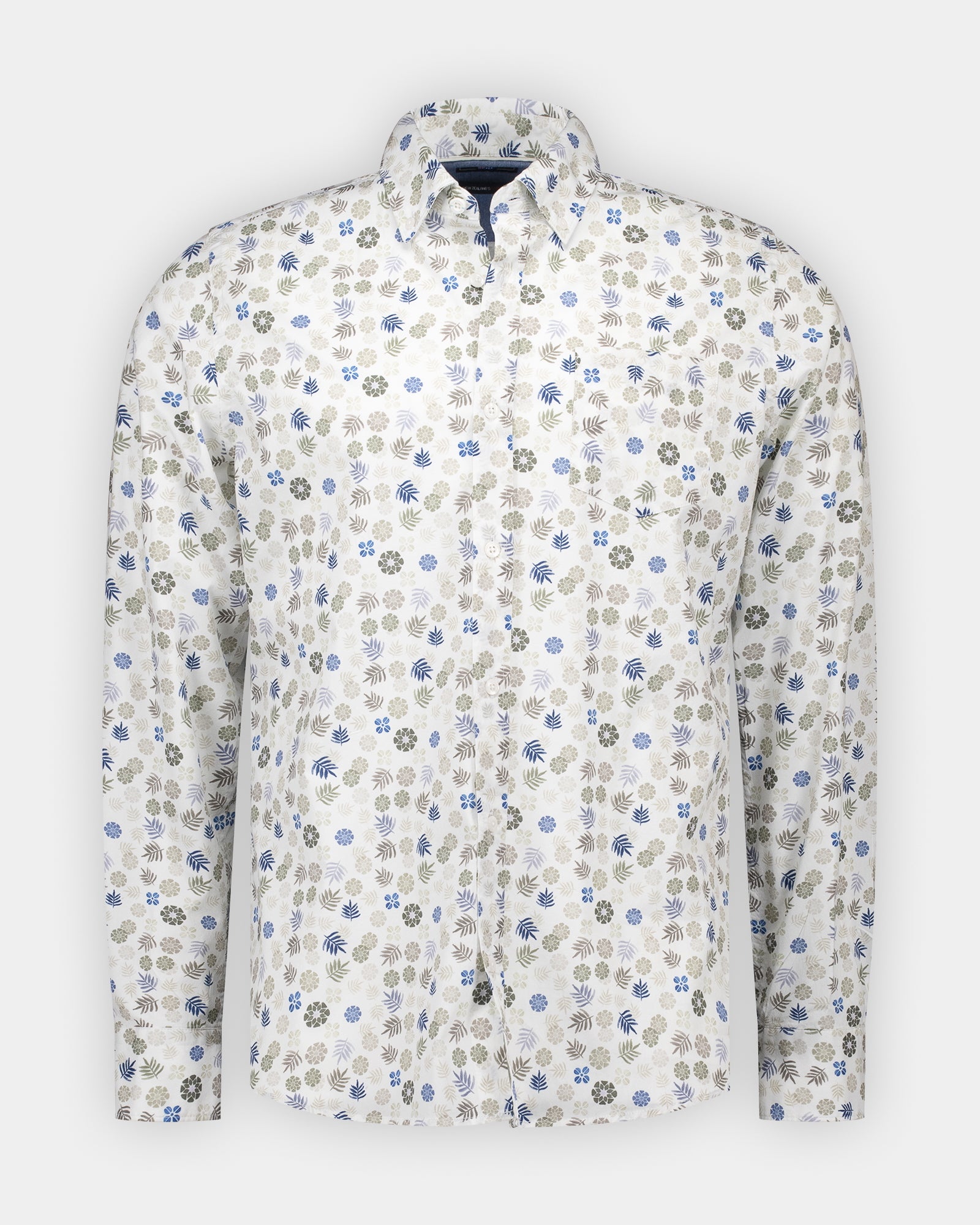 Ecru geblümtes Stretchhemd aus Baumwolle Ecru geblümtes Stretchhemd aus Baumwolle