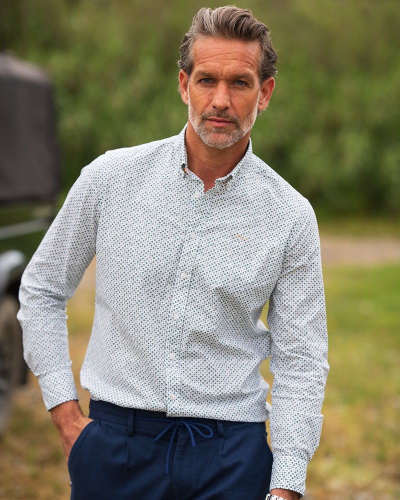 Groene katoenen stretch overhemd Groene katoenen stretch overhemd