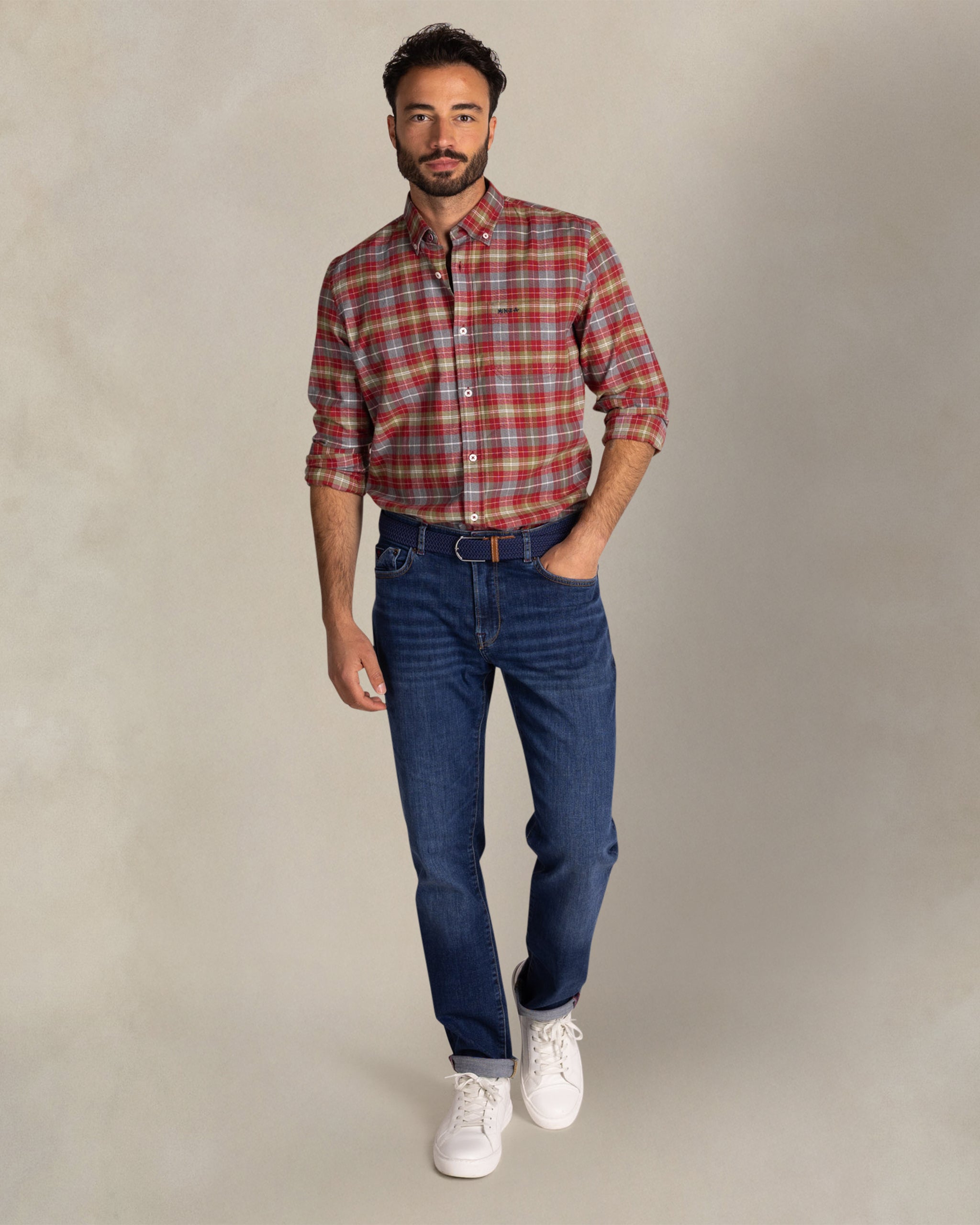 Rot-farbenes Baumwollhemd mit Print Rot-farbenes Baumwollhemd mit Print