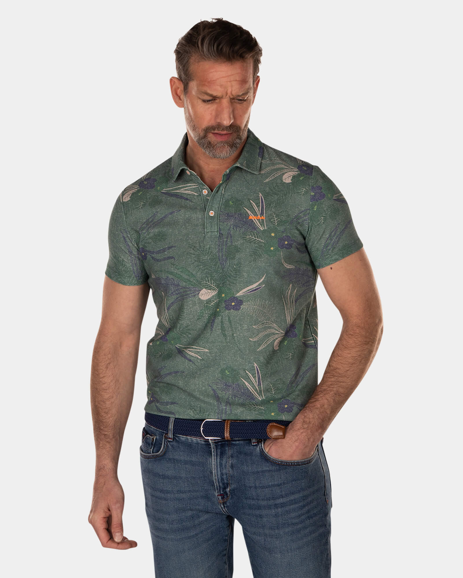 Polo met bloemenprint - High Summer Army Polo met bloemenprint - High Summer Army
