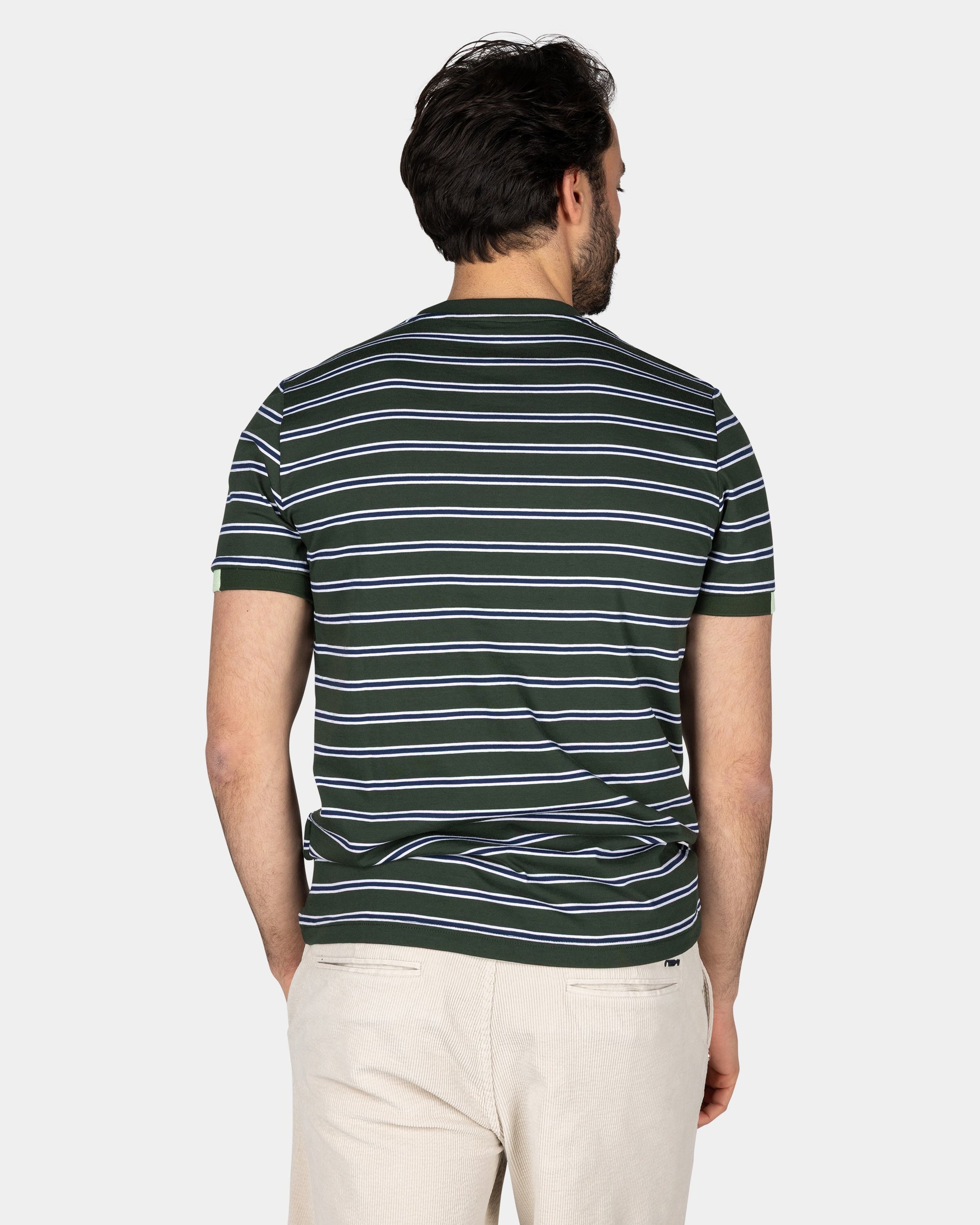 Grün-weiß gestreiftes Baumwoll-T-Shirt Grün-weiß gestreiftes Baumwoll-T-Shirt