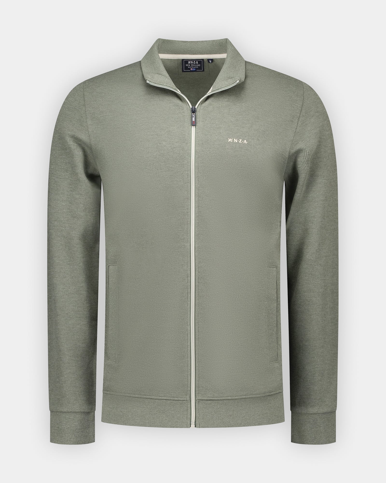 Grüner Baumwollpullover mit Reißverschluss Grüner Baumwollpullover mit Reißverschluss