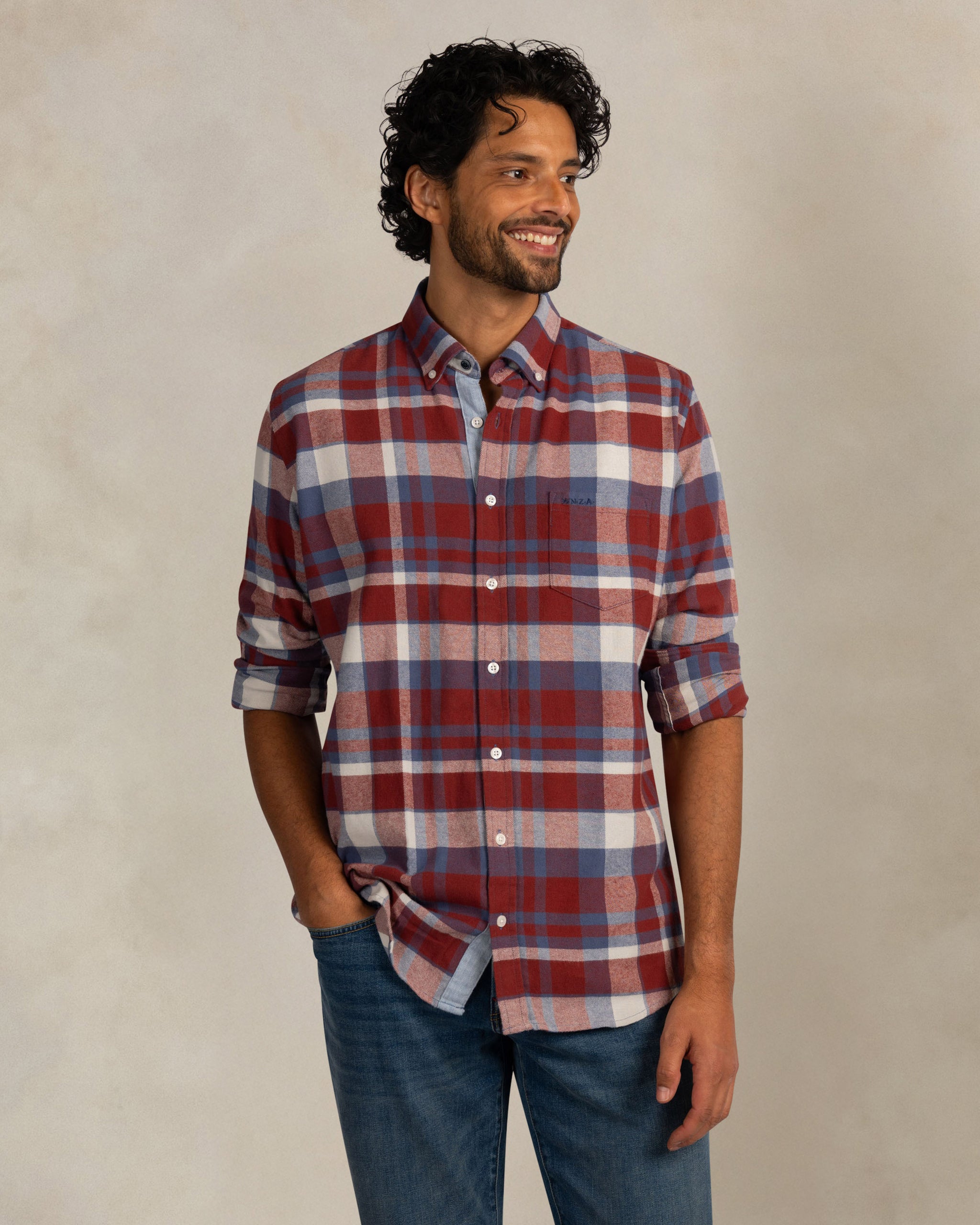 Blue flannel stretch shirt Blue flannel stretch shirt