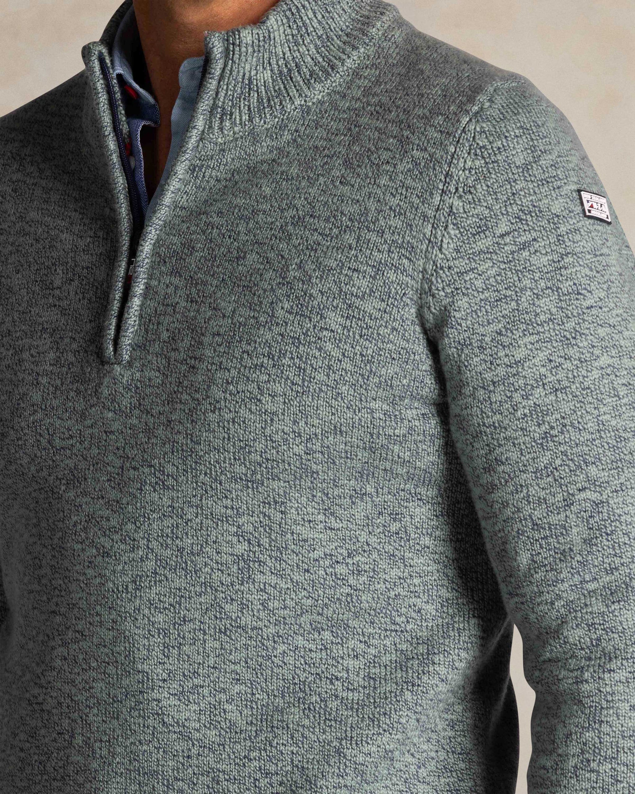 Groene katoenen half zip trui Groene katoenen half zip trui