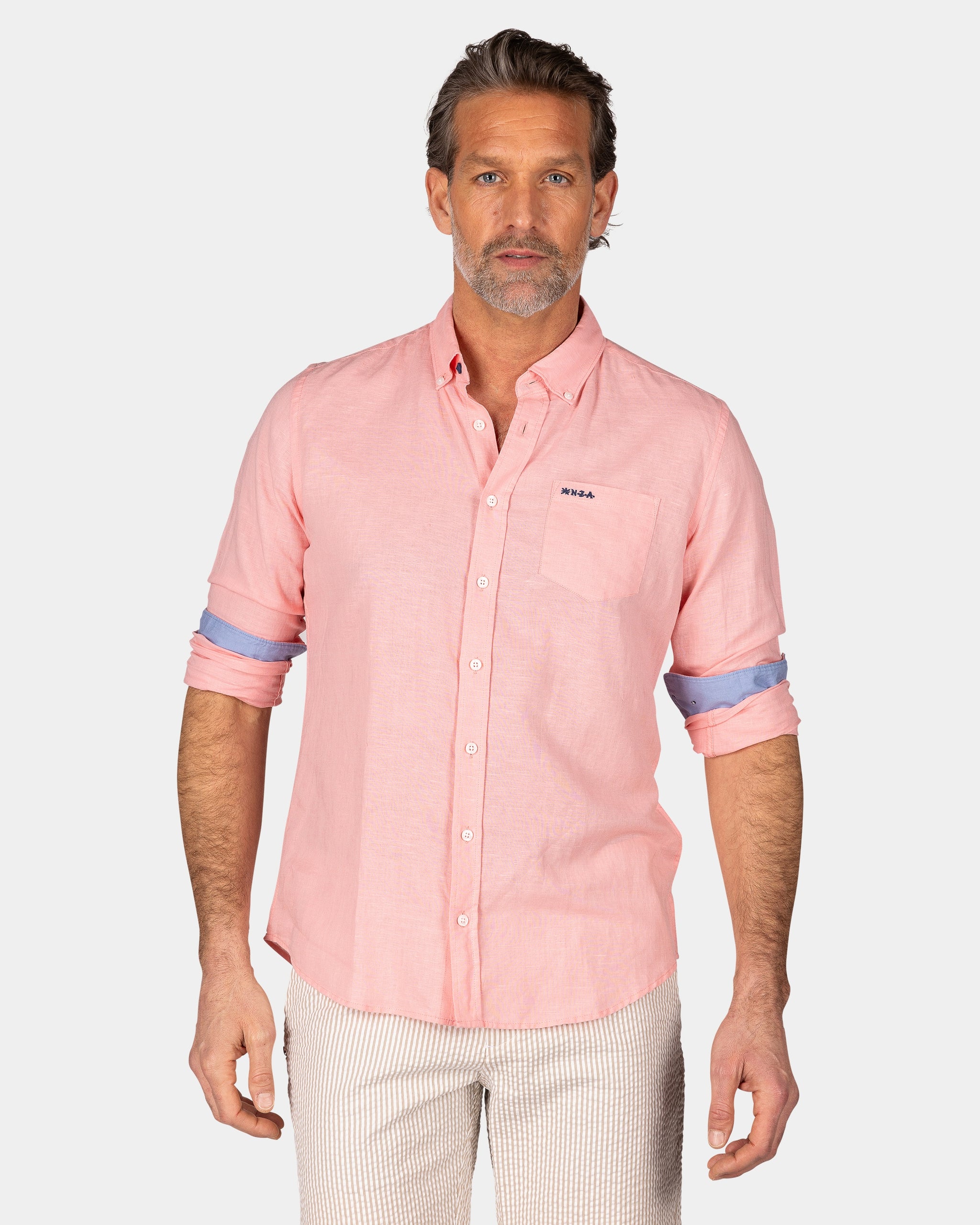 Linen Pastel Pink Long Sleeve Shirt Linen Pastel Pink Long Sleeve Shirt