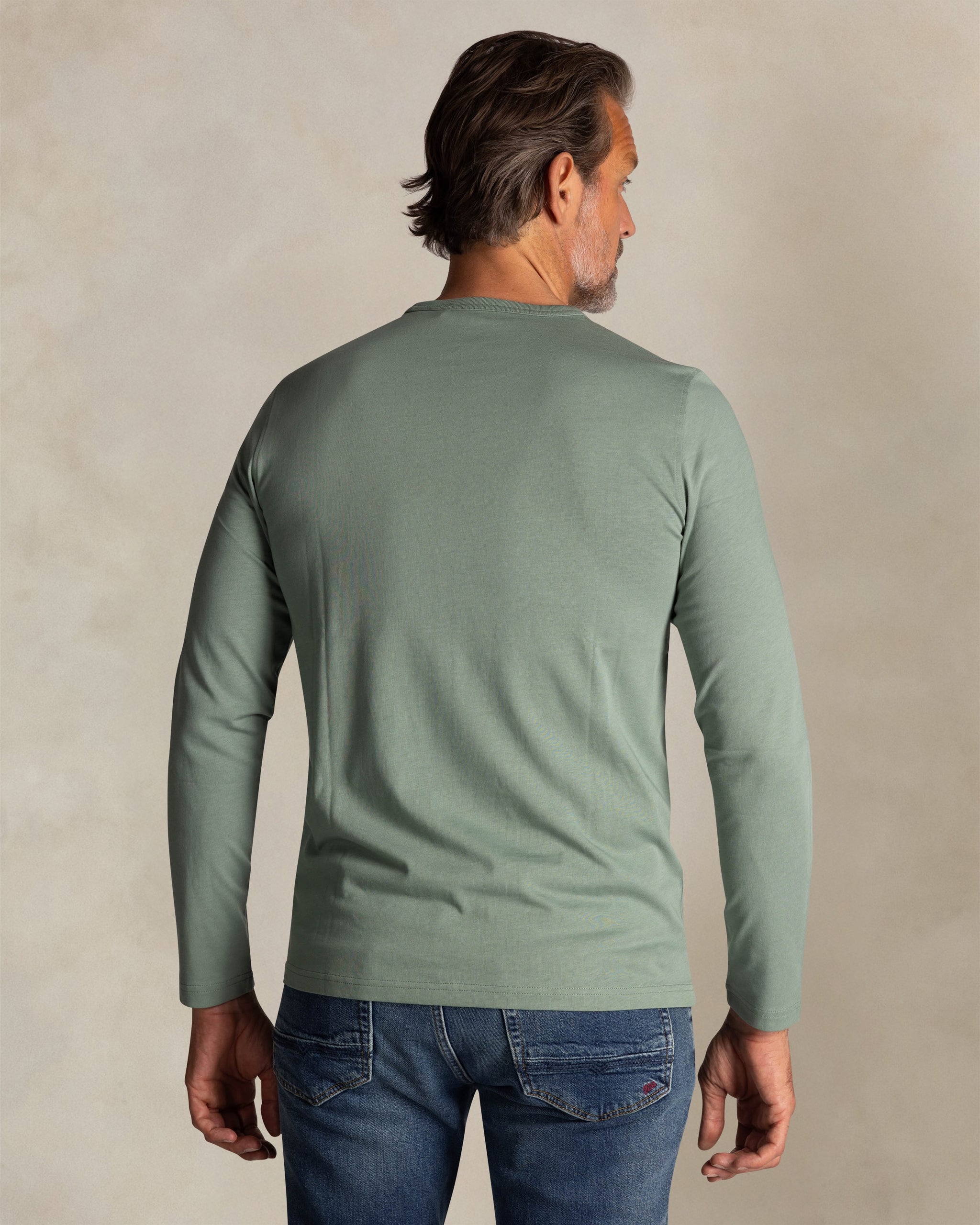 Camiseta de manga larga de algodón verde Camiseta de manga larga de algodón verde