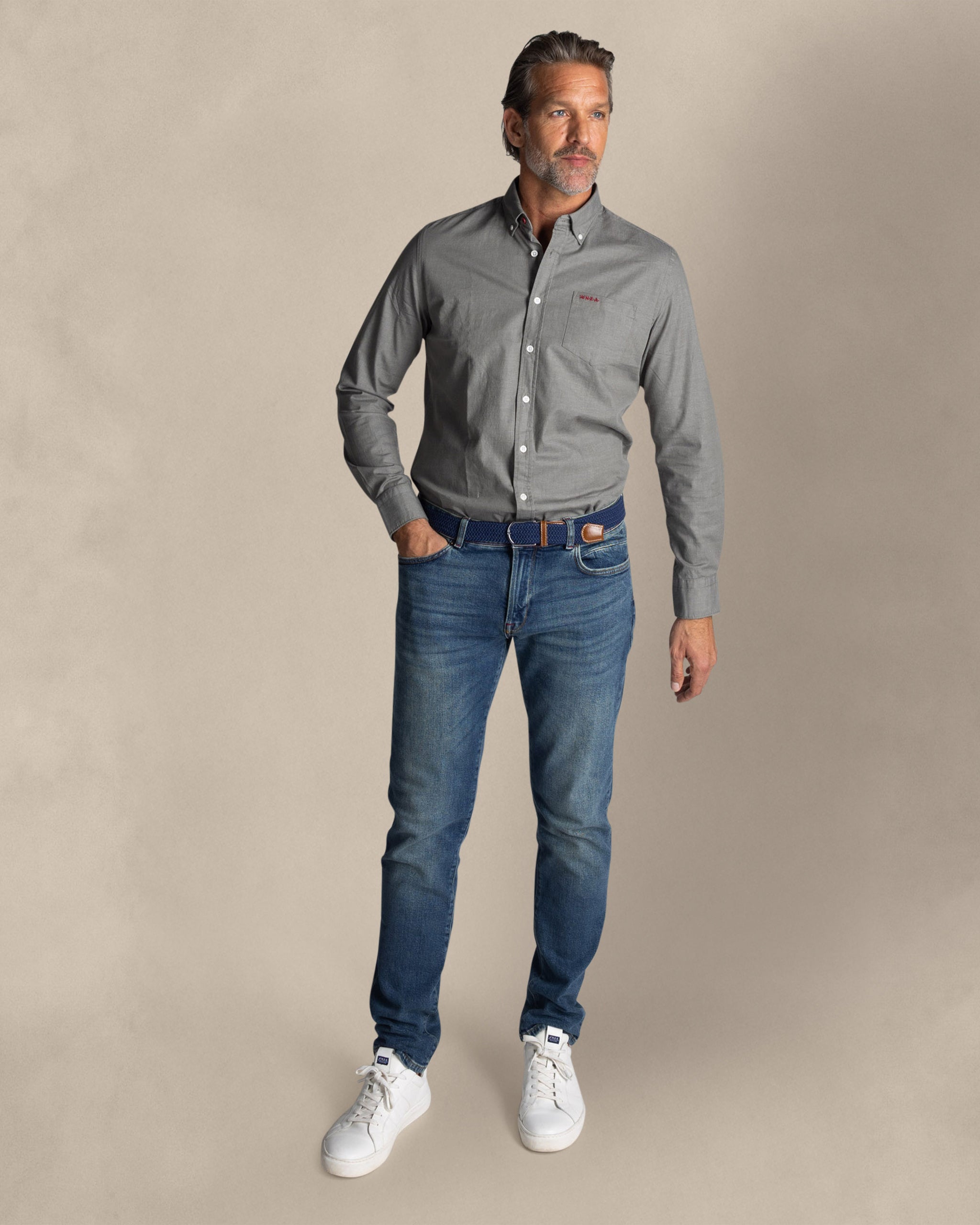 Grüner Baumwollhemd mit Stretch Grüner Baumwollhemd mit Stretch