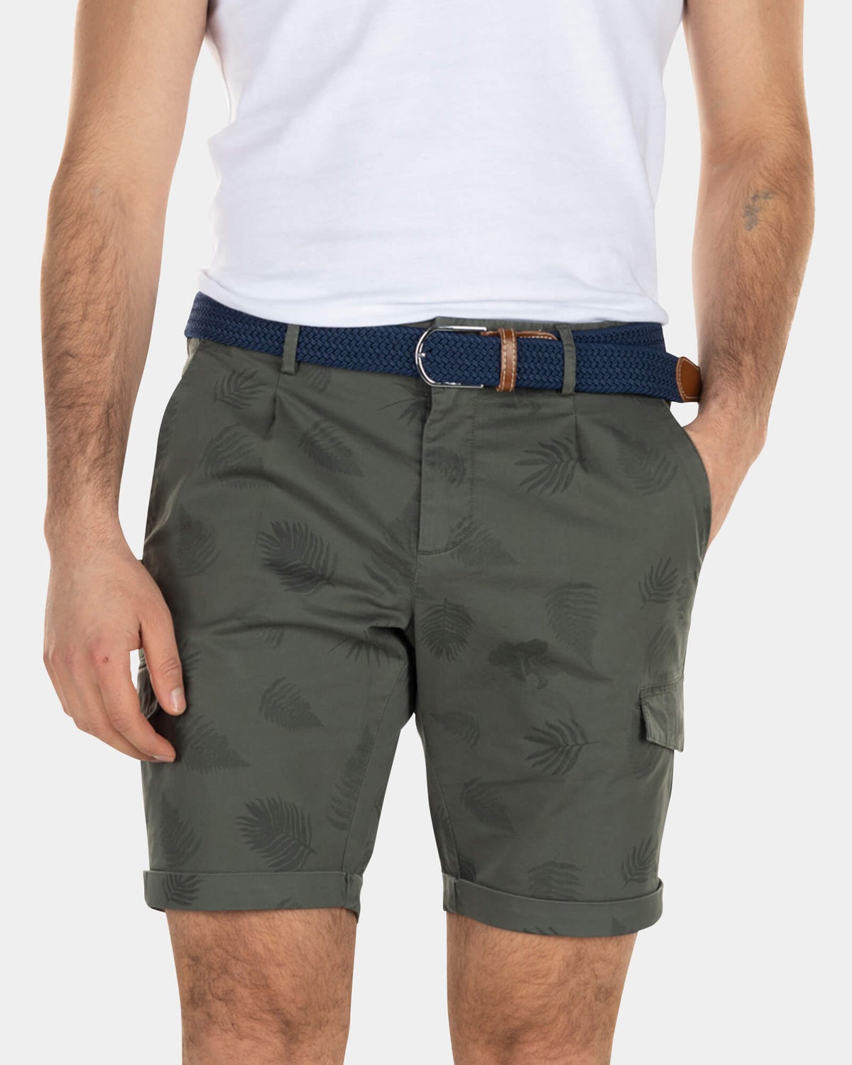 Cargo-Shorts aus Baumwolle mit Blumendruck - High Summer Army