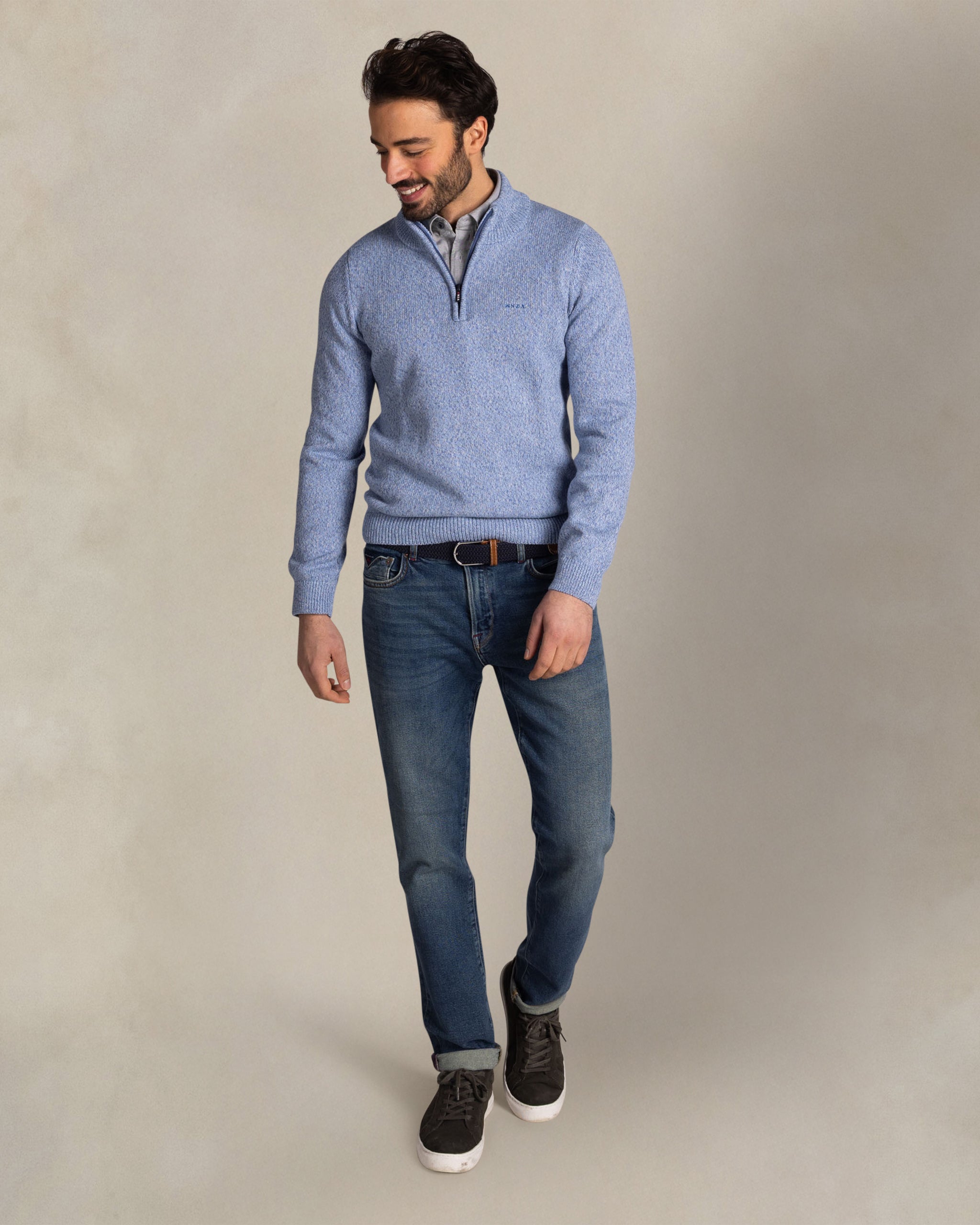 Blue cotton half zip pullover Blue cotton half zip pullover