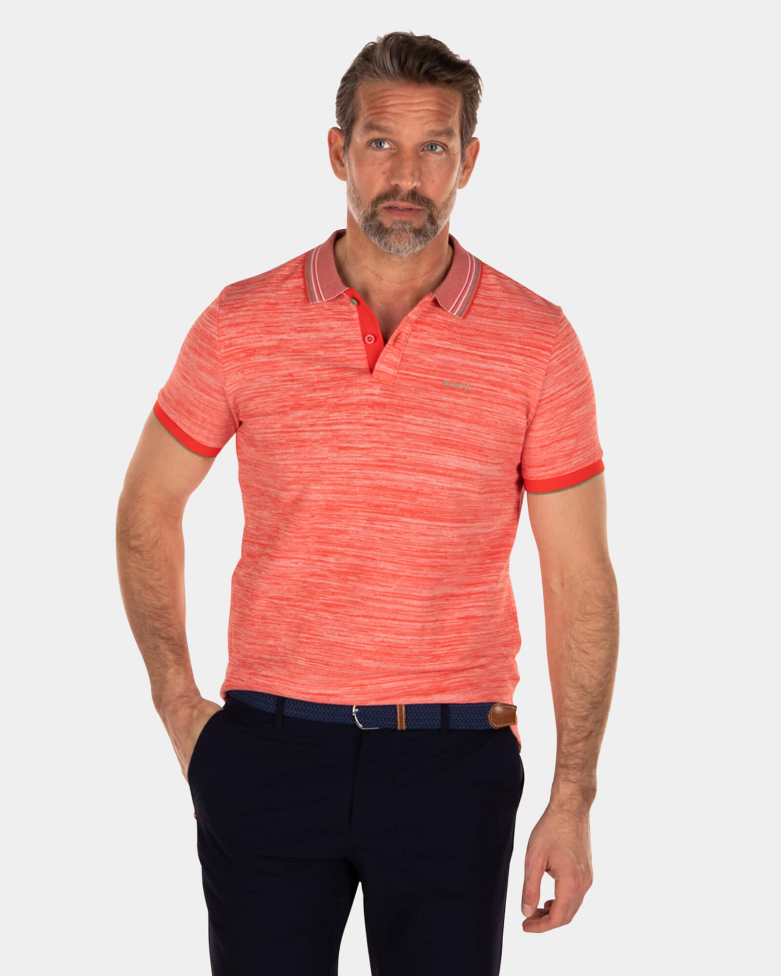Cotton pique polo shirt - Orange Red Cotton pique polo shirt - Orange Red