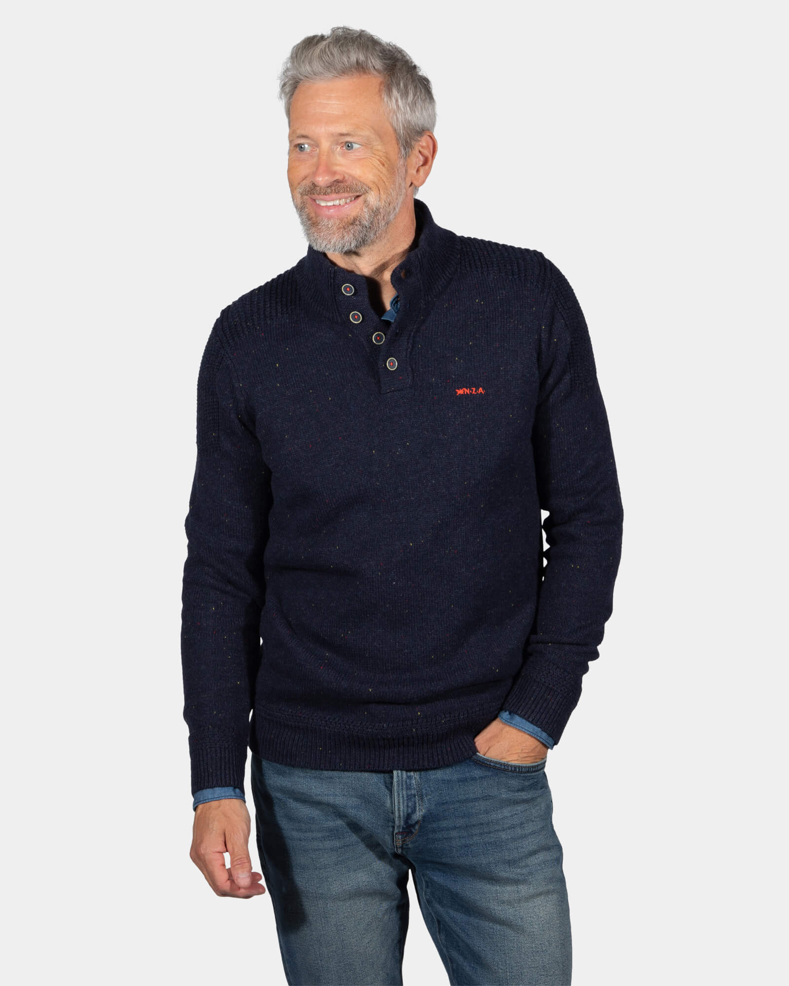 Effen trui met knopen Brownlee - Ink Navy Effen trui met knopen Brownlee - Ink Navy