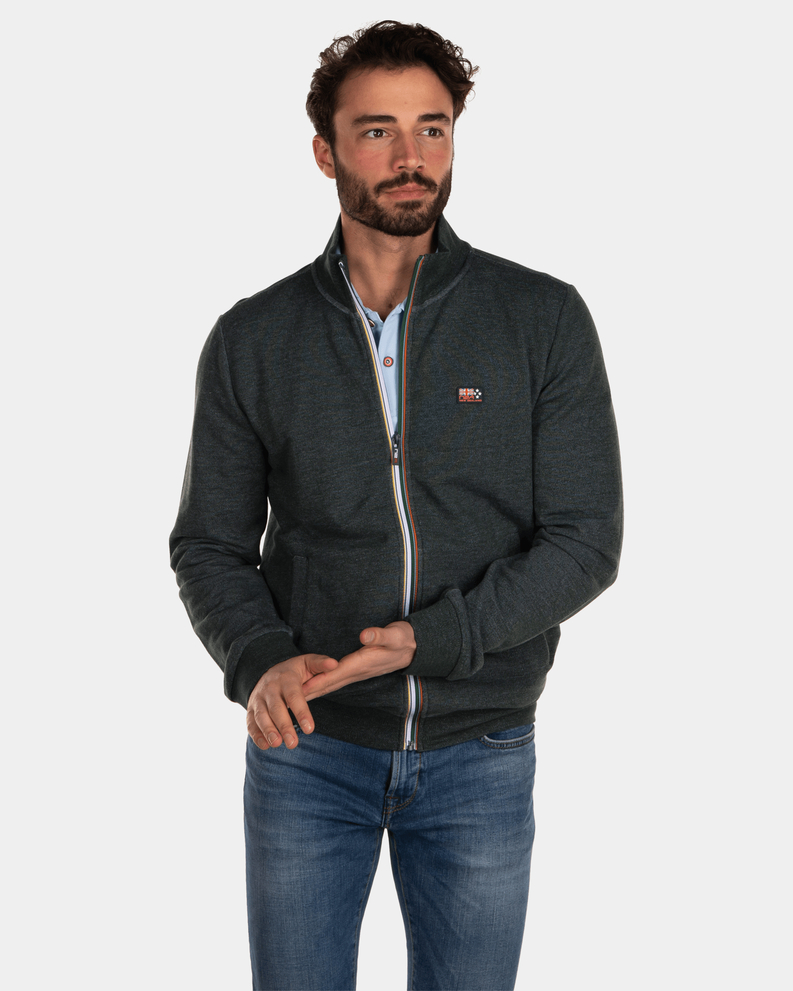 Plain cotton cardigan - Dark Pine Plain cotton cardigan - Dark Pine