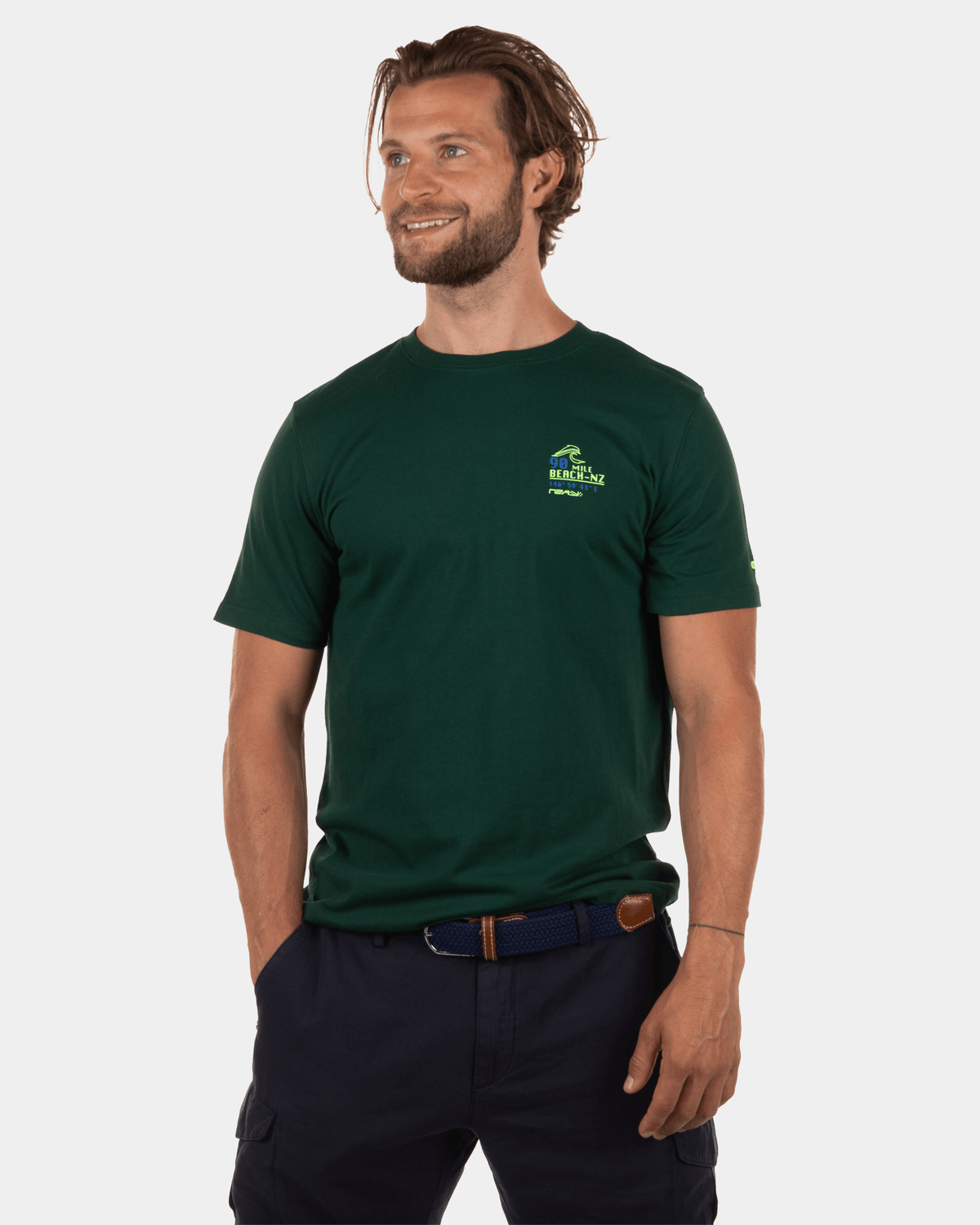 Effen t-shirt Rotokotuku - Lead Green