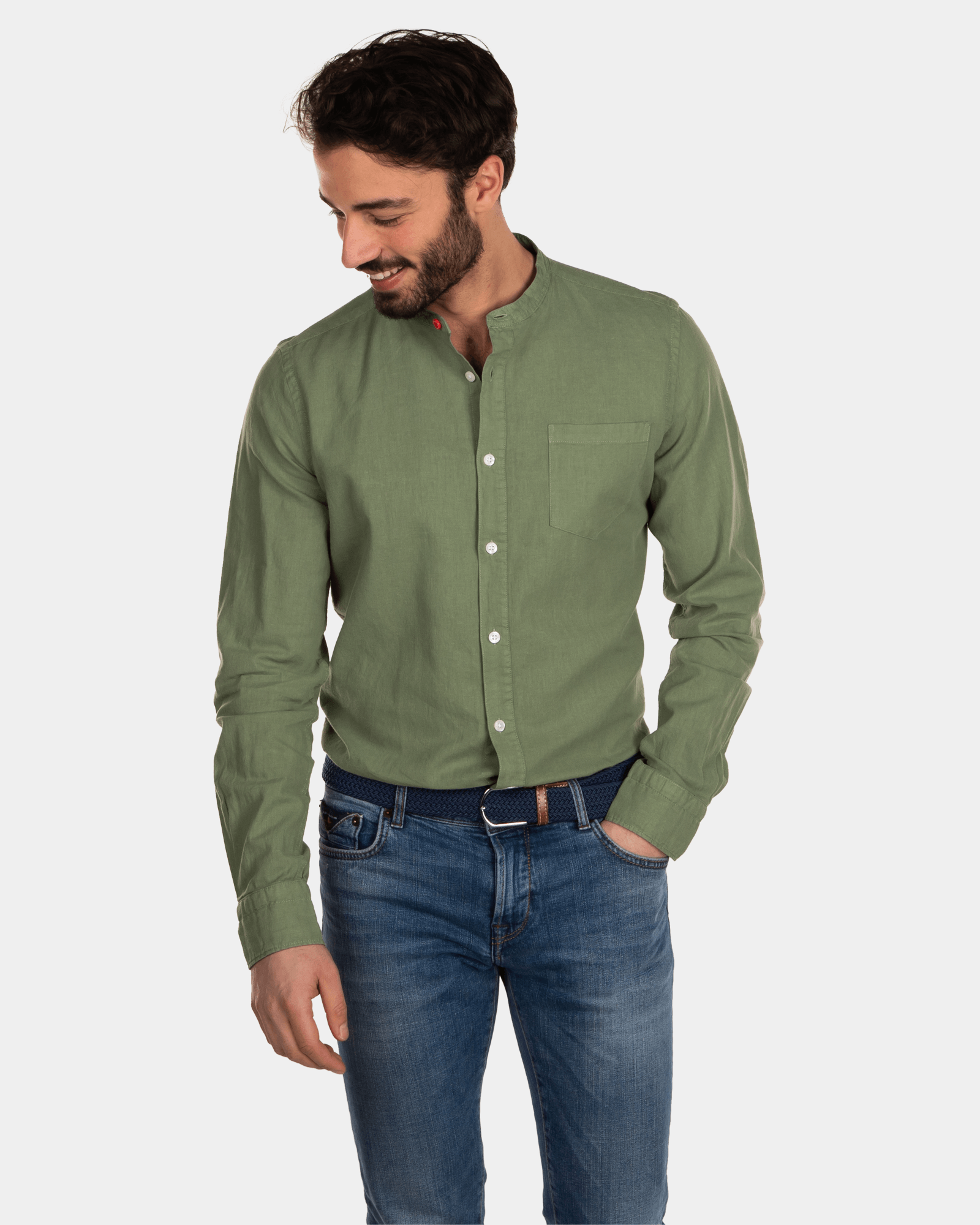 Linen shirt without collar - Active Army Linen shirt without collar - Active Army