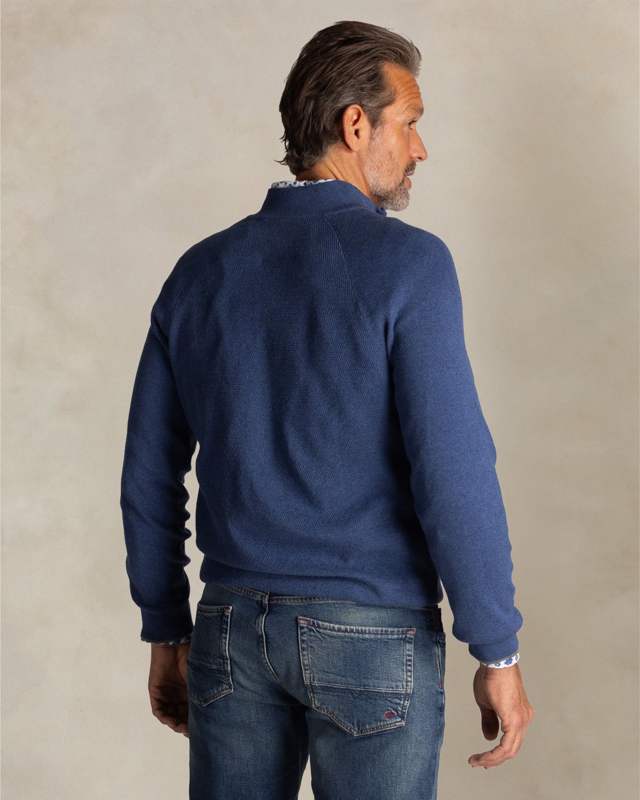 Bleu coton pull à demi-zip Bleu coton pull à demi-zip