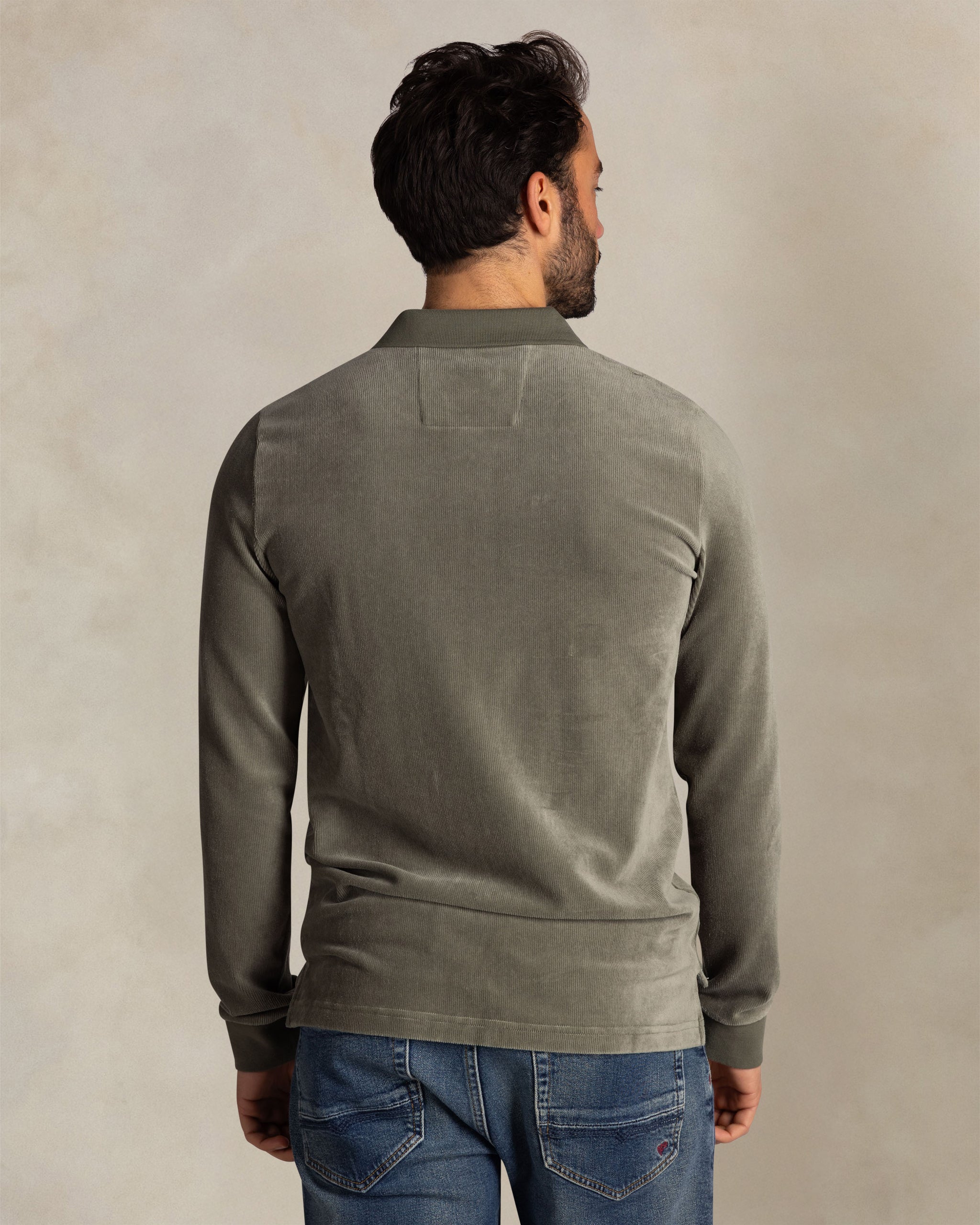 Green cotton long-sleeve polo Green cotton long-sleeve polo