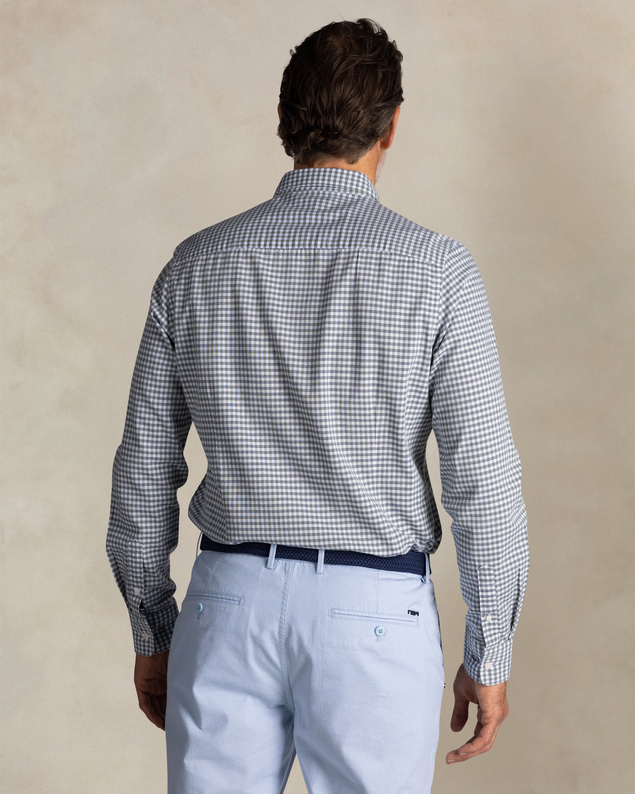 Green check cotton button-down Green check cotton button-down