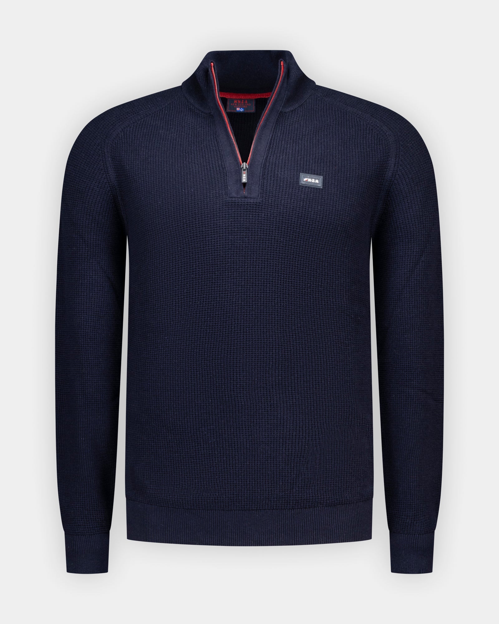 Donkerblauwe 100% katoenen quarter zip trui Donkerblauwe 100% katoenen quarter zip trui