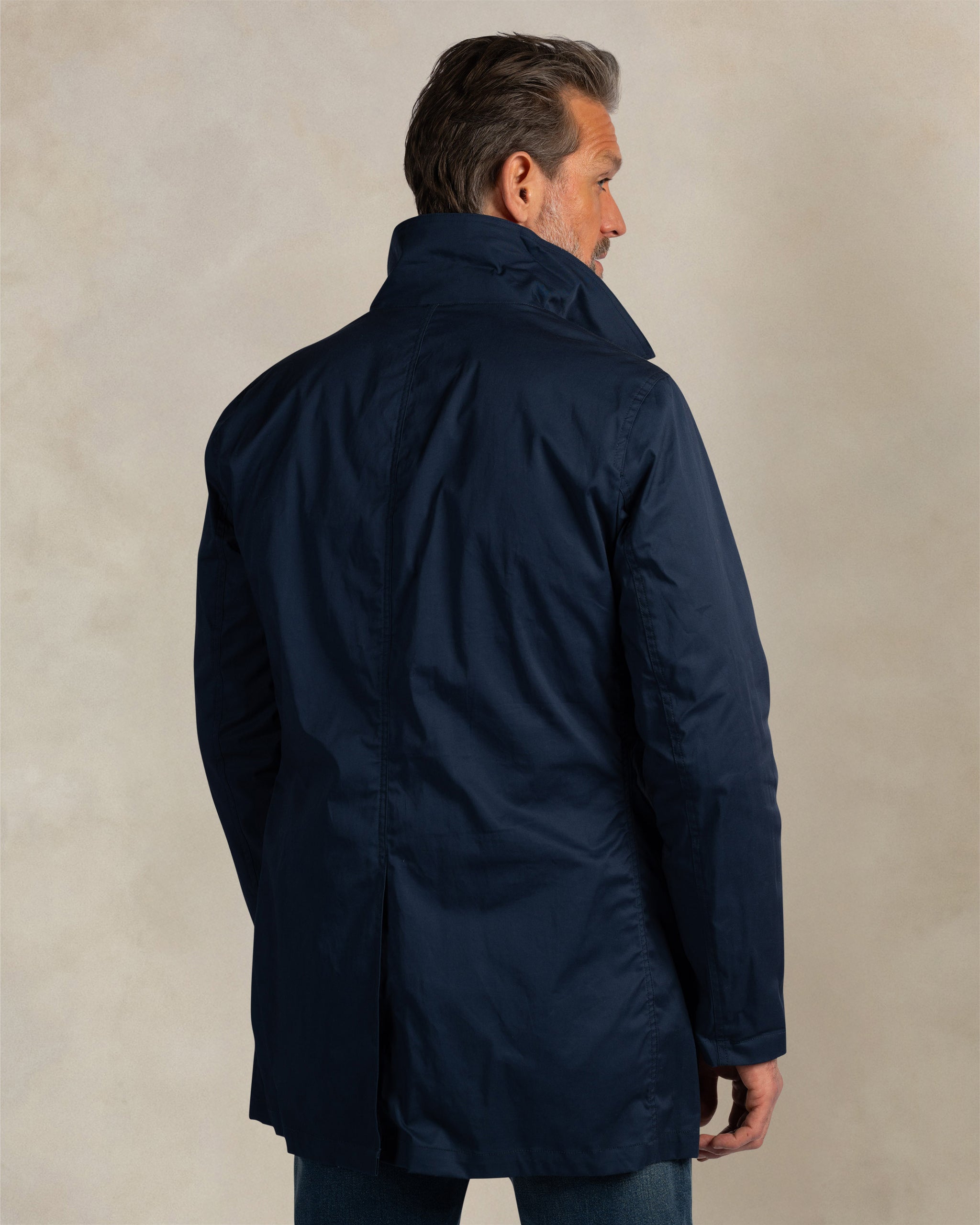 Donkerblauw katoenen trench coat Donkerblauw katoenen trench coat