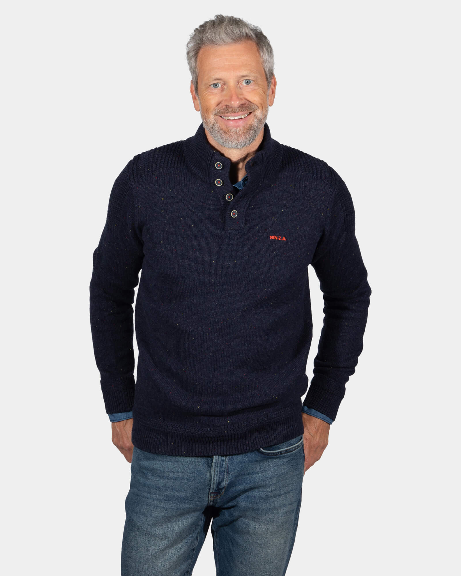 Effen trui met knopen Brownlee - Ink Navy Effen trui met knopen Brownlee - Ink Navy