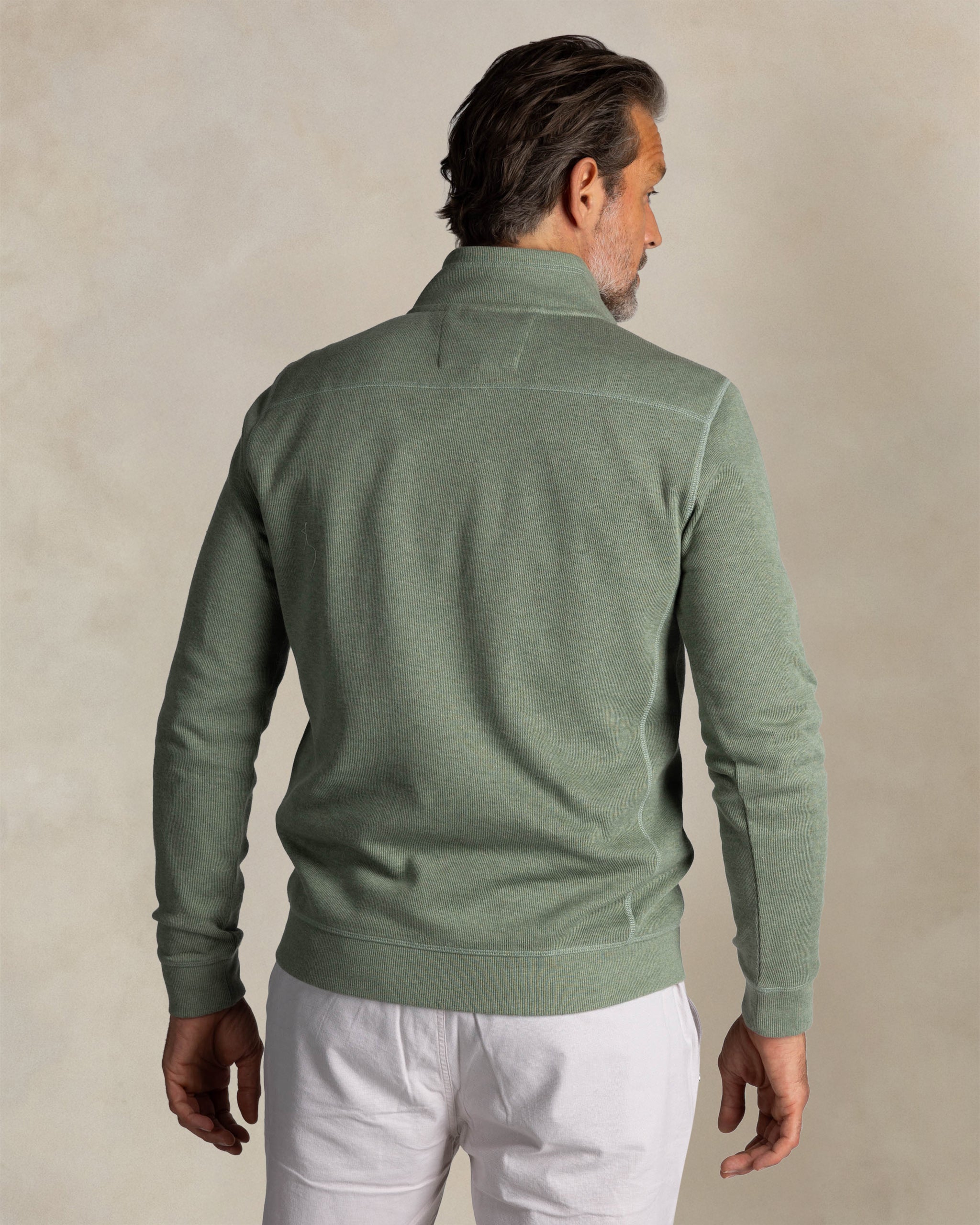 Groene katoenen trui met halve rits Groene katoenen trui met halve rits