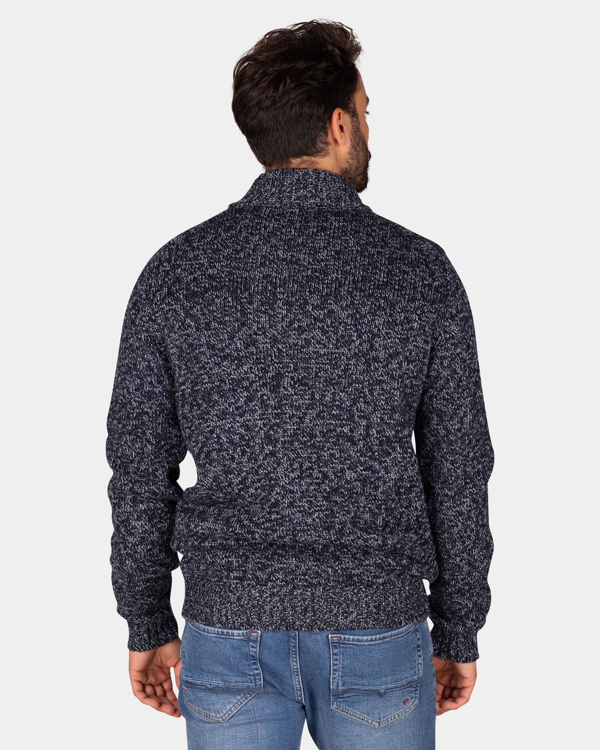 Mottled navy wool cardigan - Winter Navy Mottled navy wool cardigan - Winter Navy