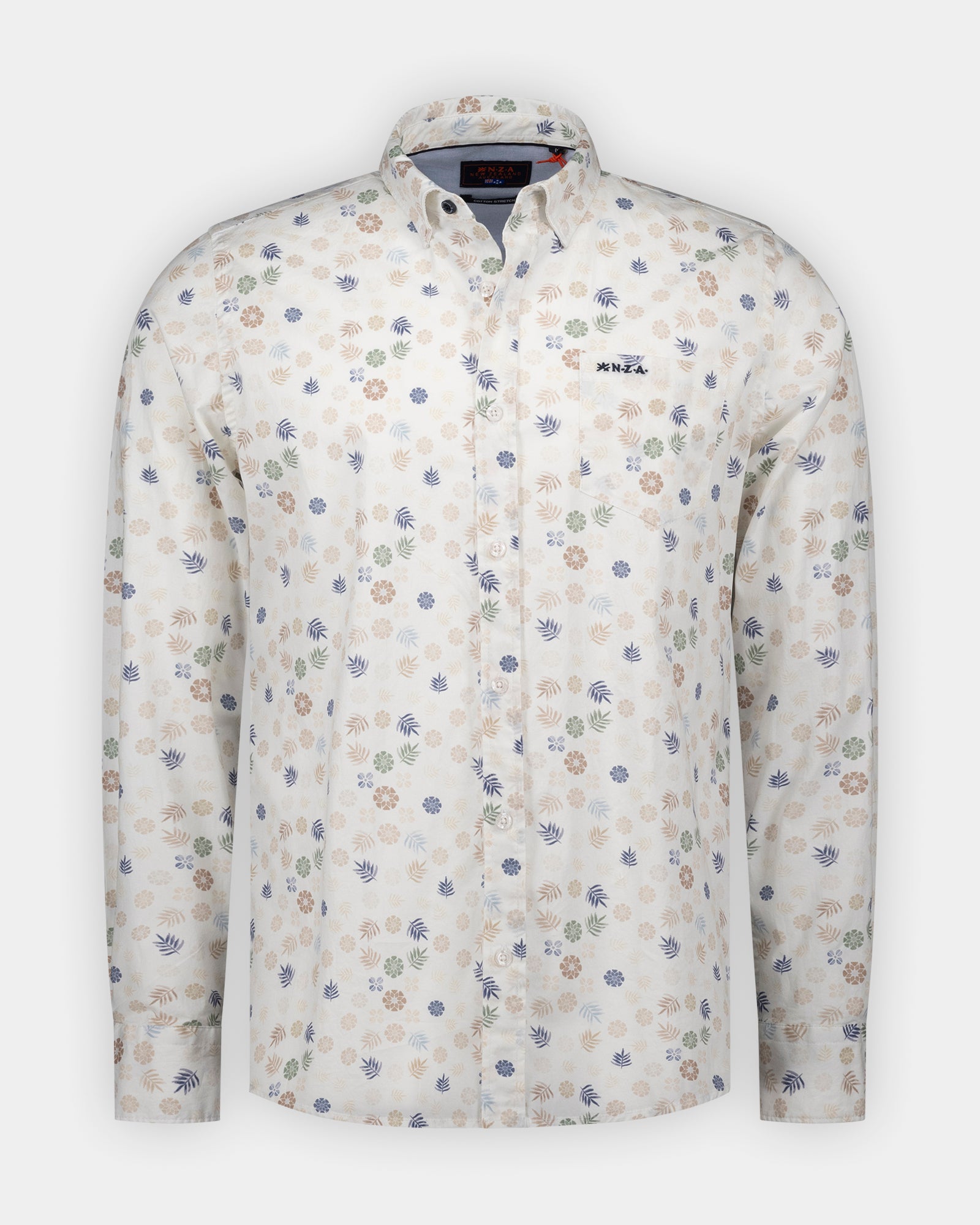 Ecru Baumwollhemd mit Print Ecru Baumwollhemd mit Print