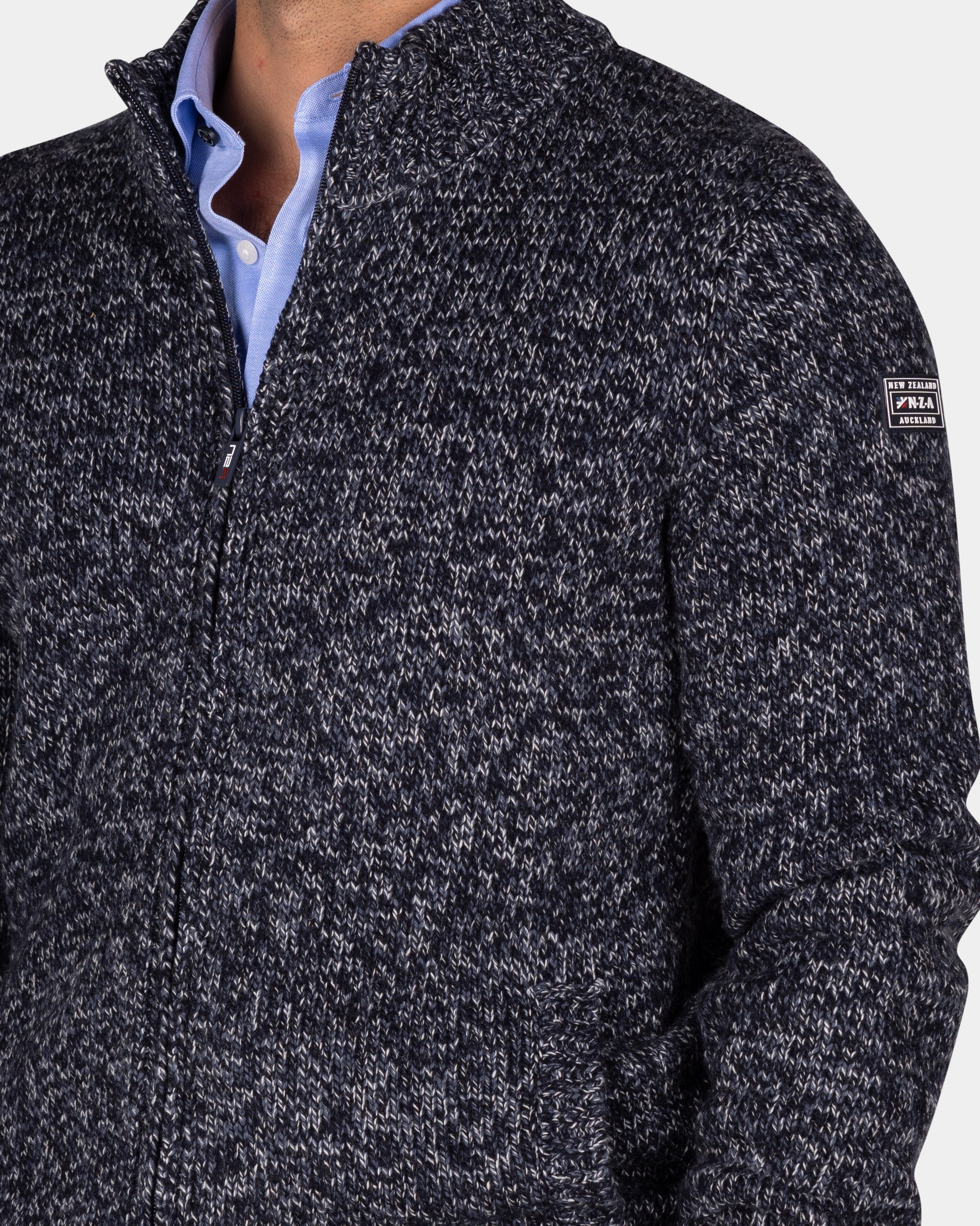 Mottled navy wool cardigan - Winter Navy Mottled navy wool cardigan - Winter Navy
