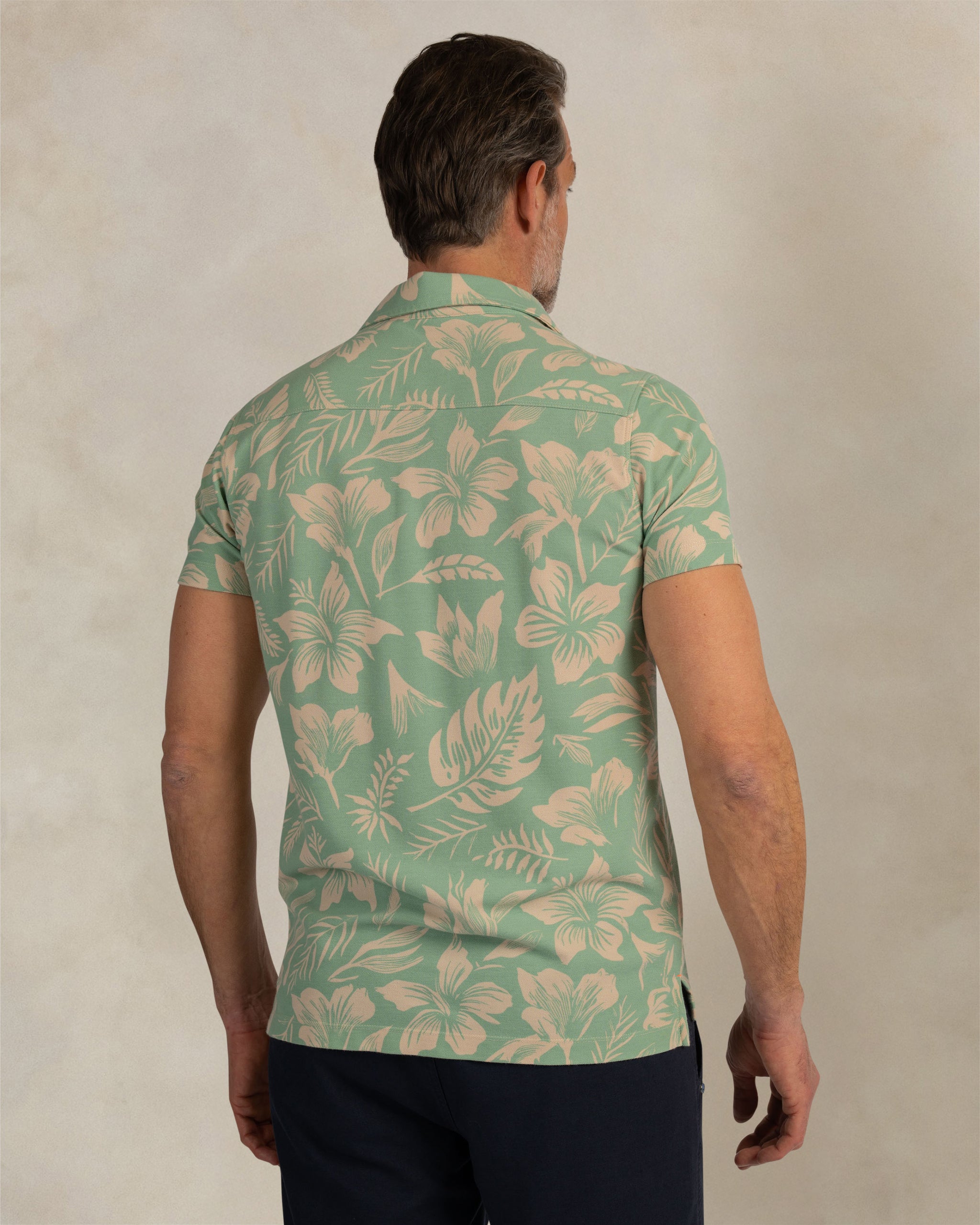 Groene katoenen print polo Groene katoenen print polo