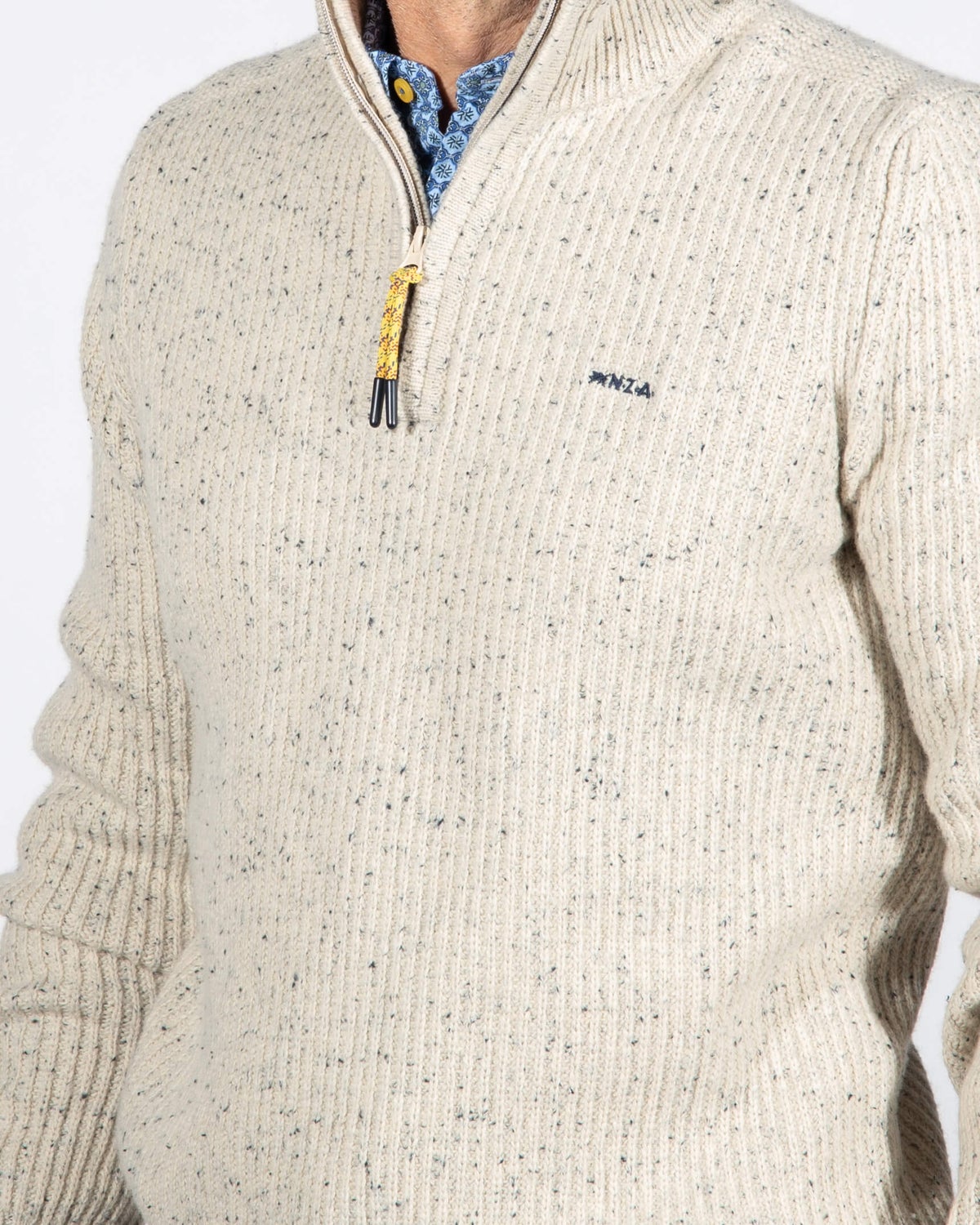 Einfarbiger Pullover mit halbem Reißverschluss Dry - Sea Silt Sand