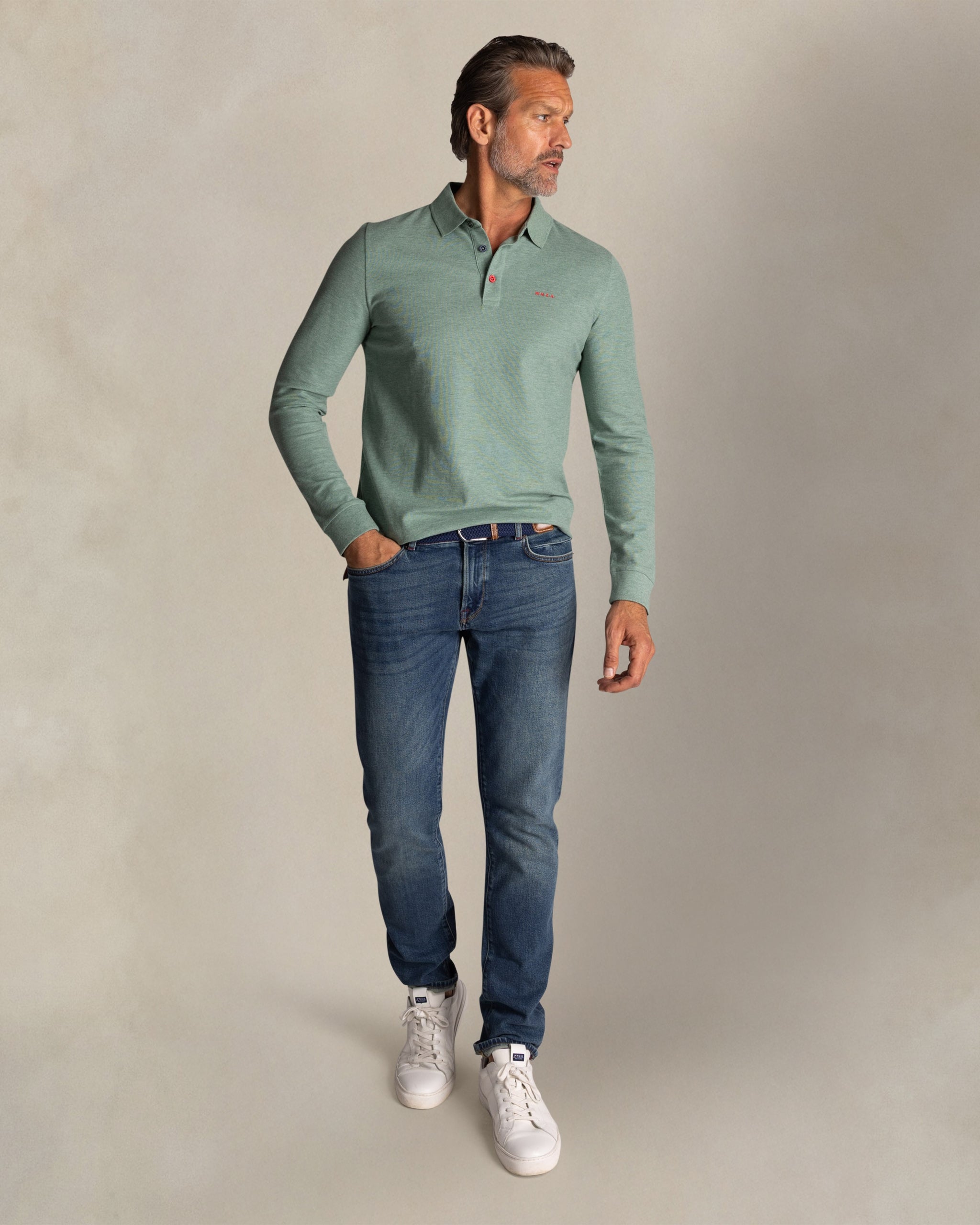 Groen katoenen polo shirt lang Groen katoenen polo shirt lang