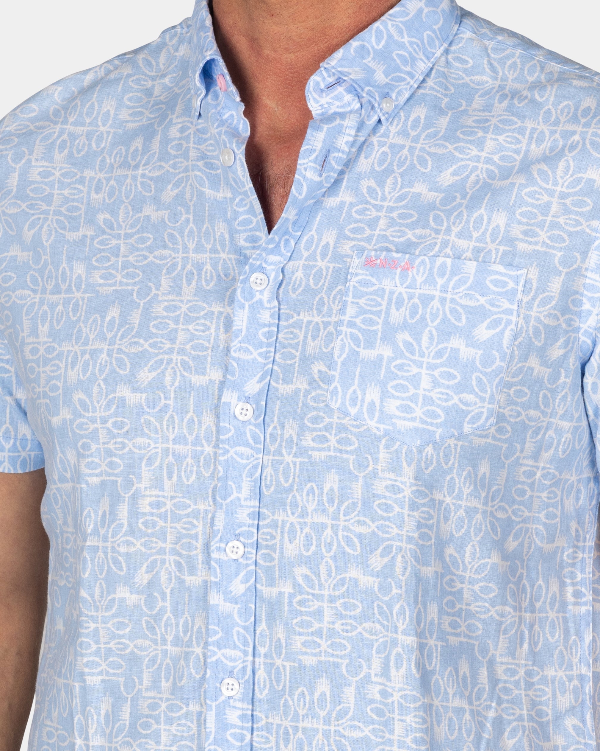 Pastel Blue Shirt with White Print Pastel Blue Shirt with White Print