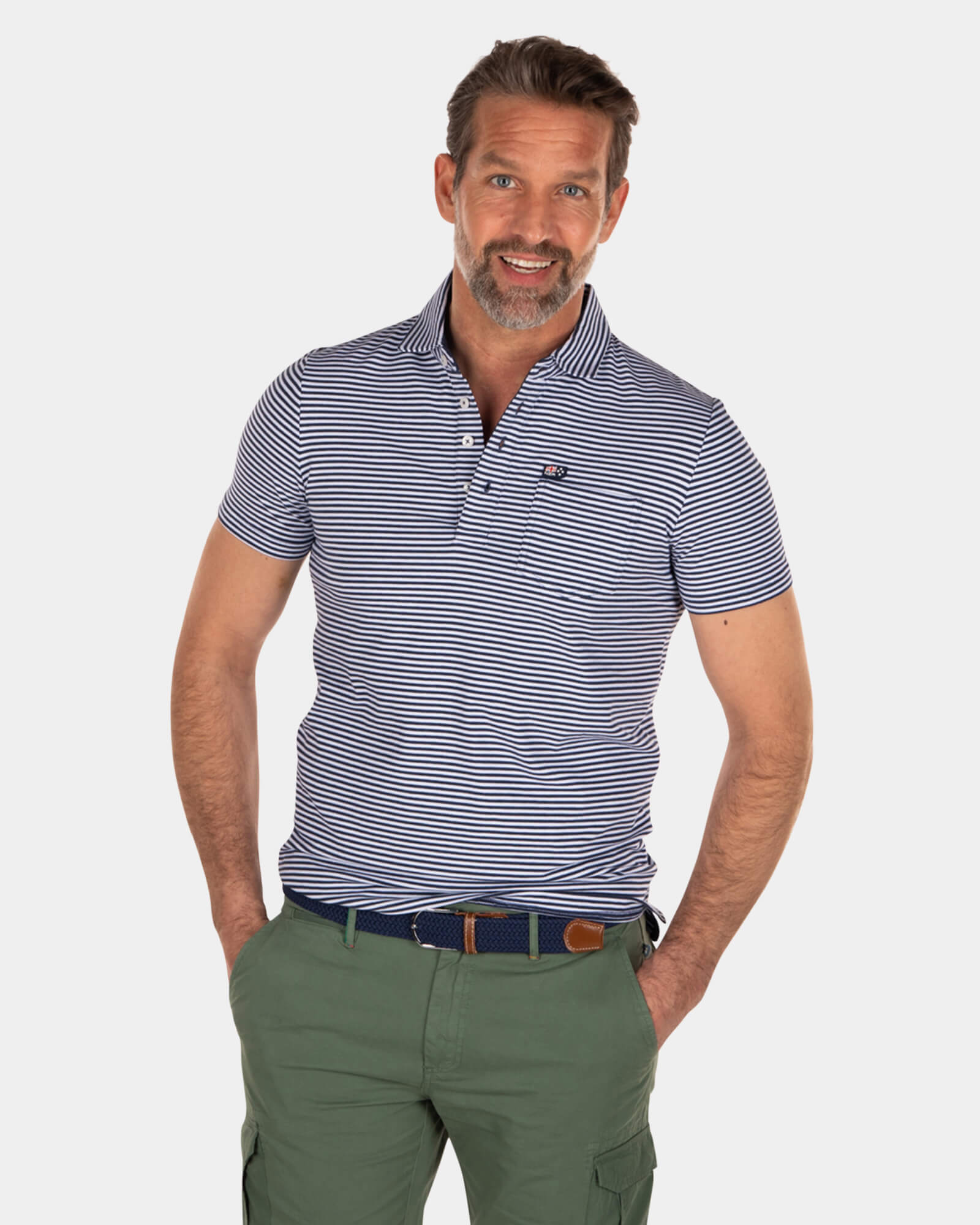 Gestreiftes Poloshirt aus Baumwoll-Stretch - Key Navy Gestreiftes Poloshirt aus Baumwoll-Stretch - Key Navy