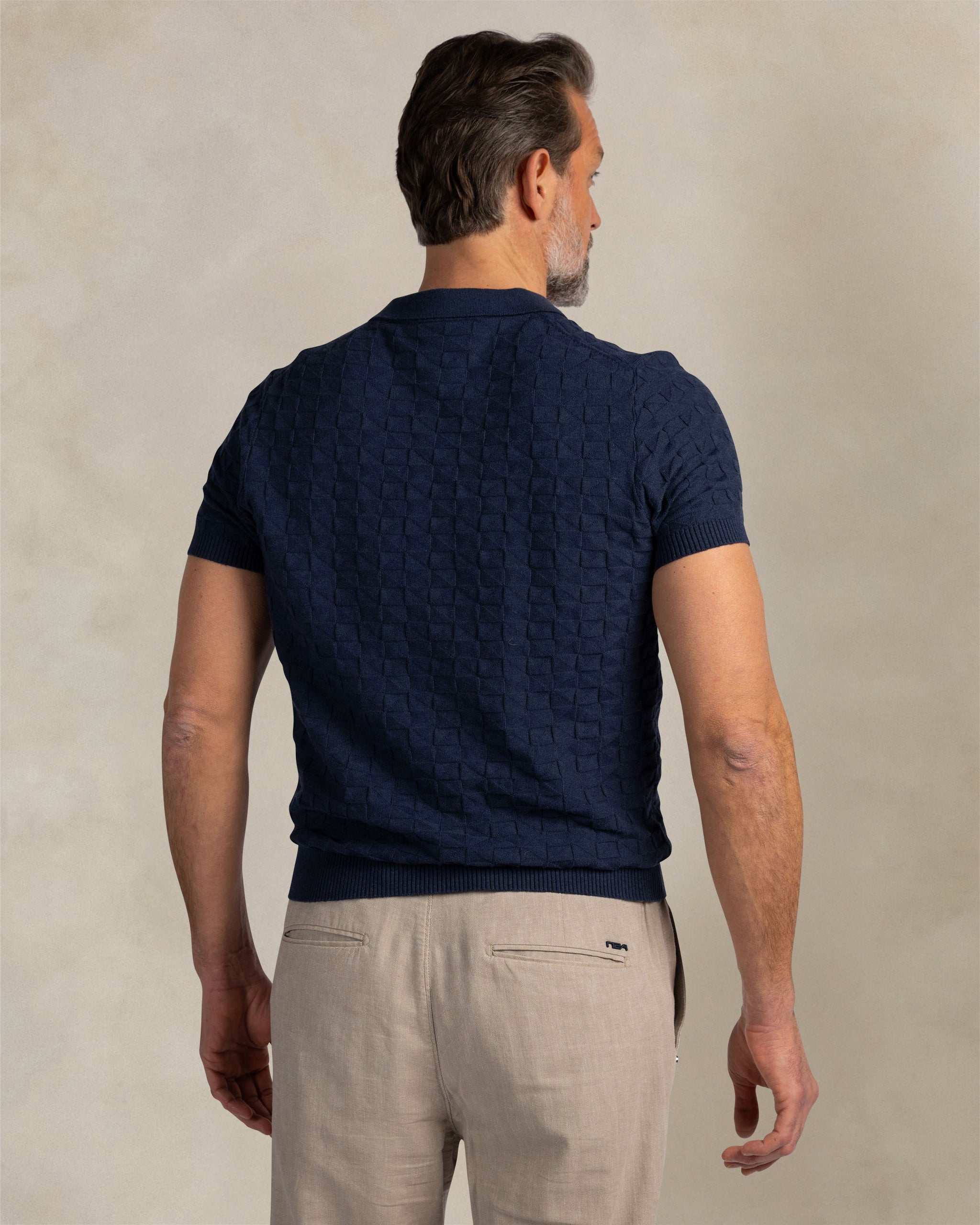 Donkerblauwe structuur polo Donkerblauwe structuur polo