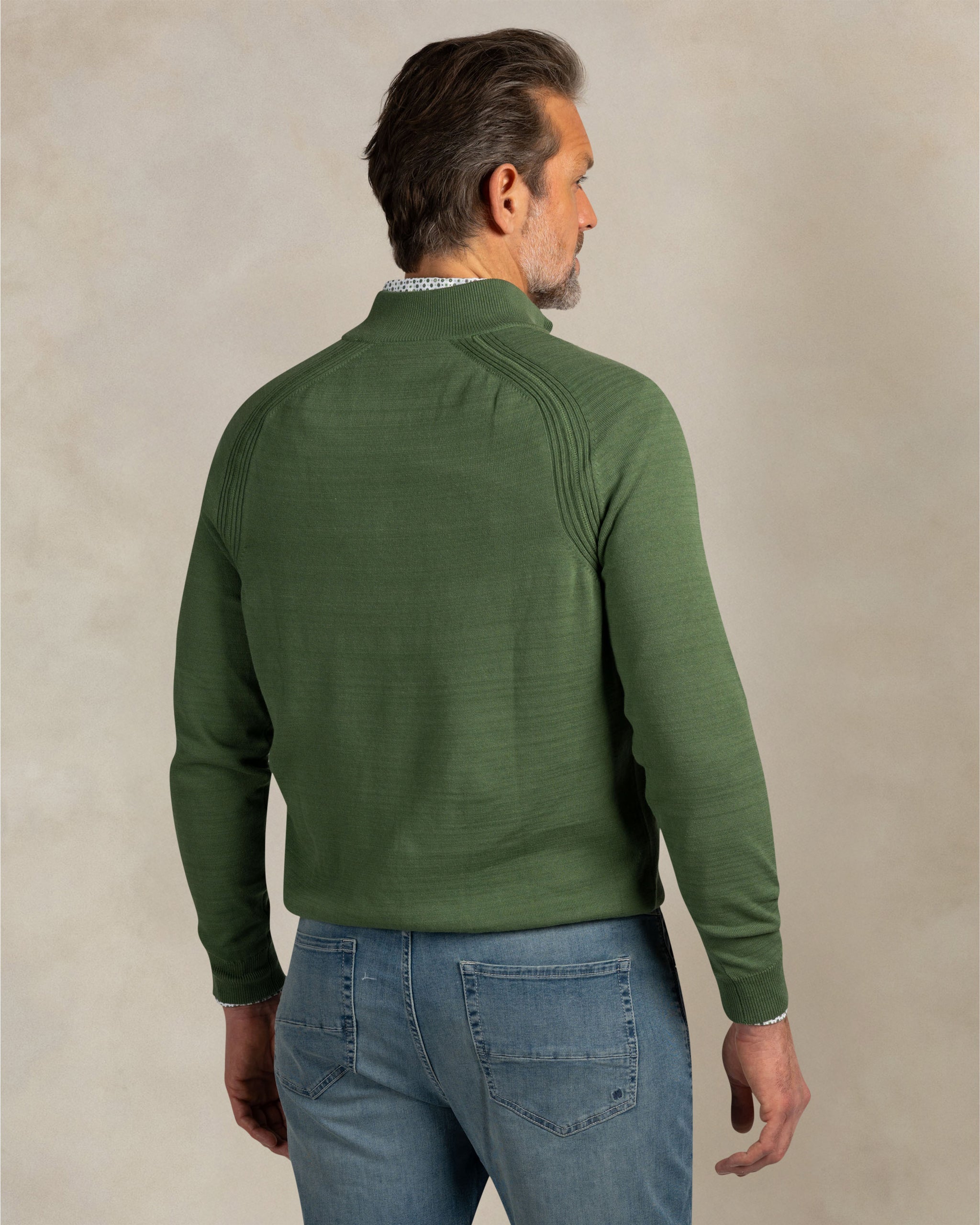 Licht groene katoenen quarter zip trui Licht groene katoenen quarter zip trui