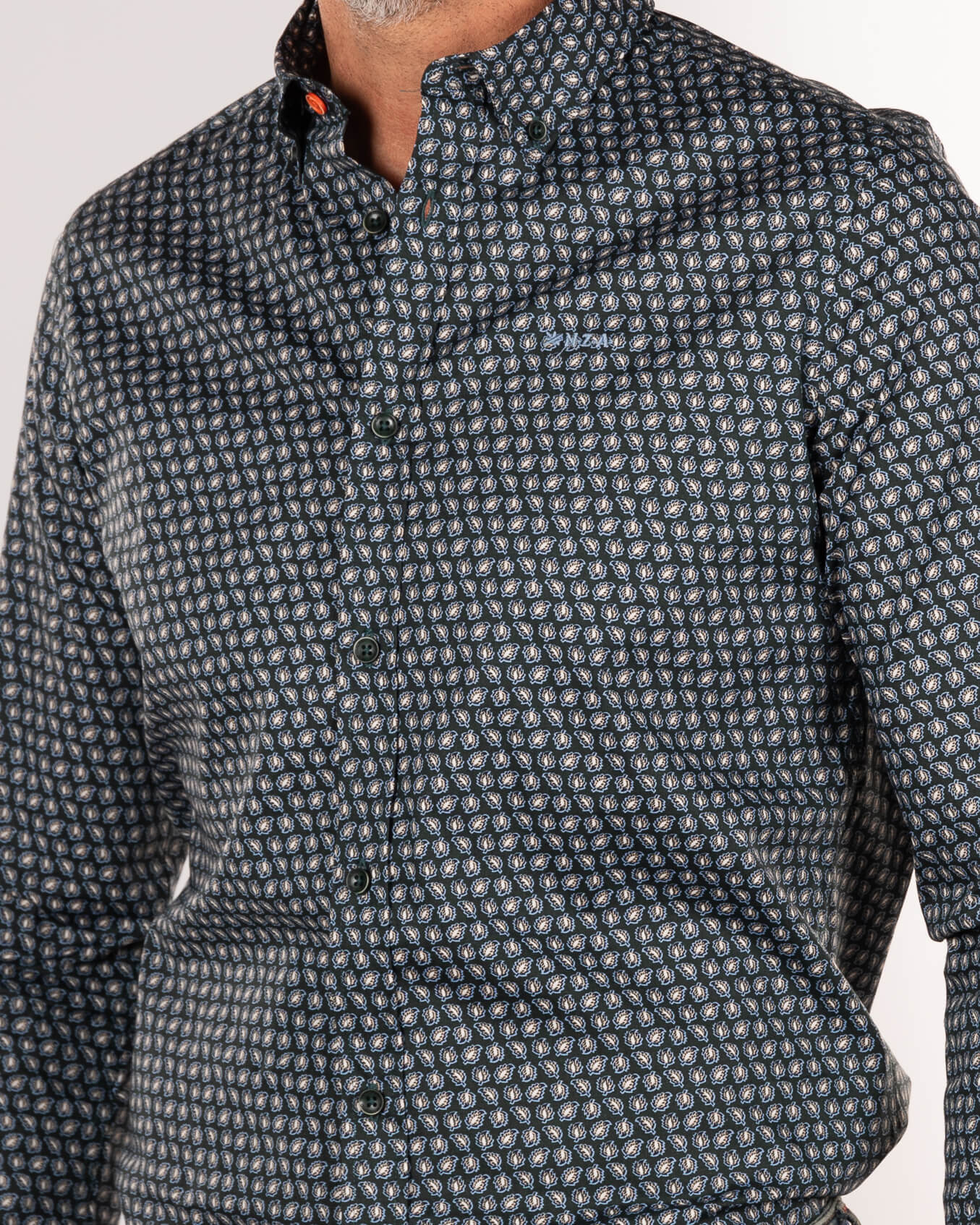 Chemise en coton élasthanne à manches longues - Crushing Green Chemise en coton élasthanne à manches longues - Crushing Green