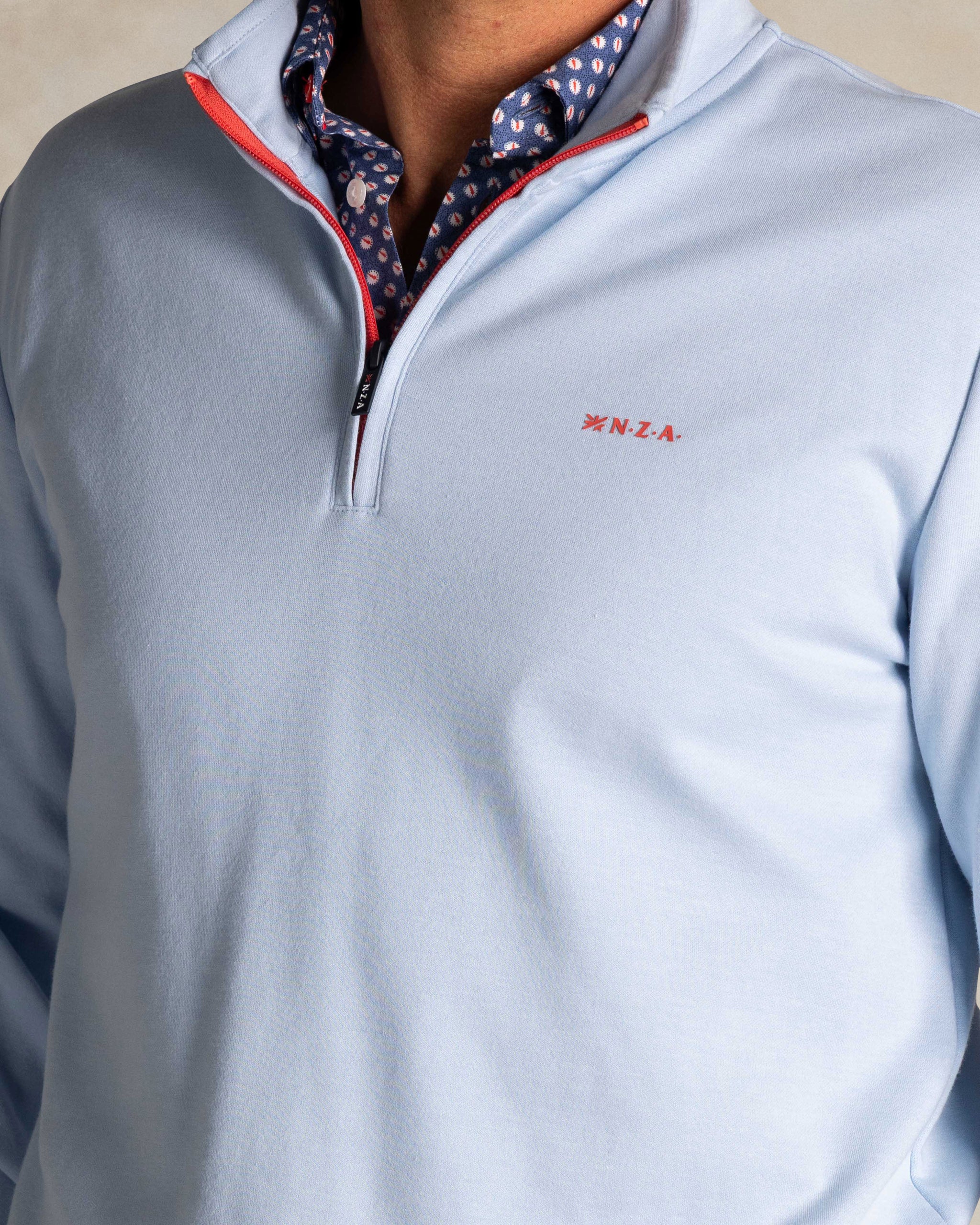 Bleu sweatshirt en coton à fermeture quart de zip Bleu sweatshirt en coton à fermeture quart de zip