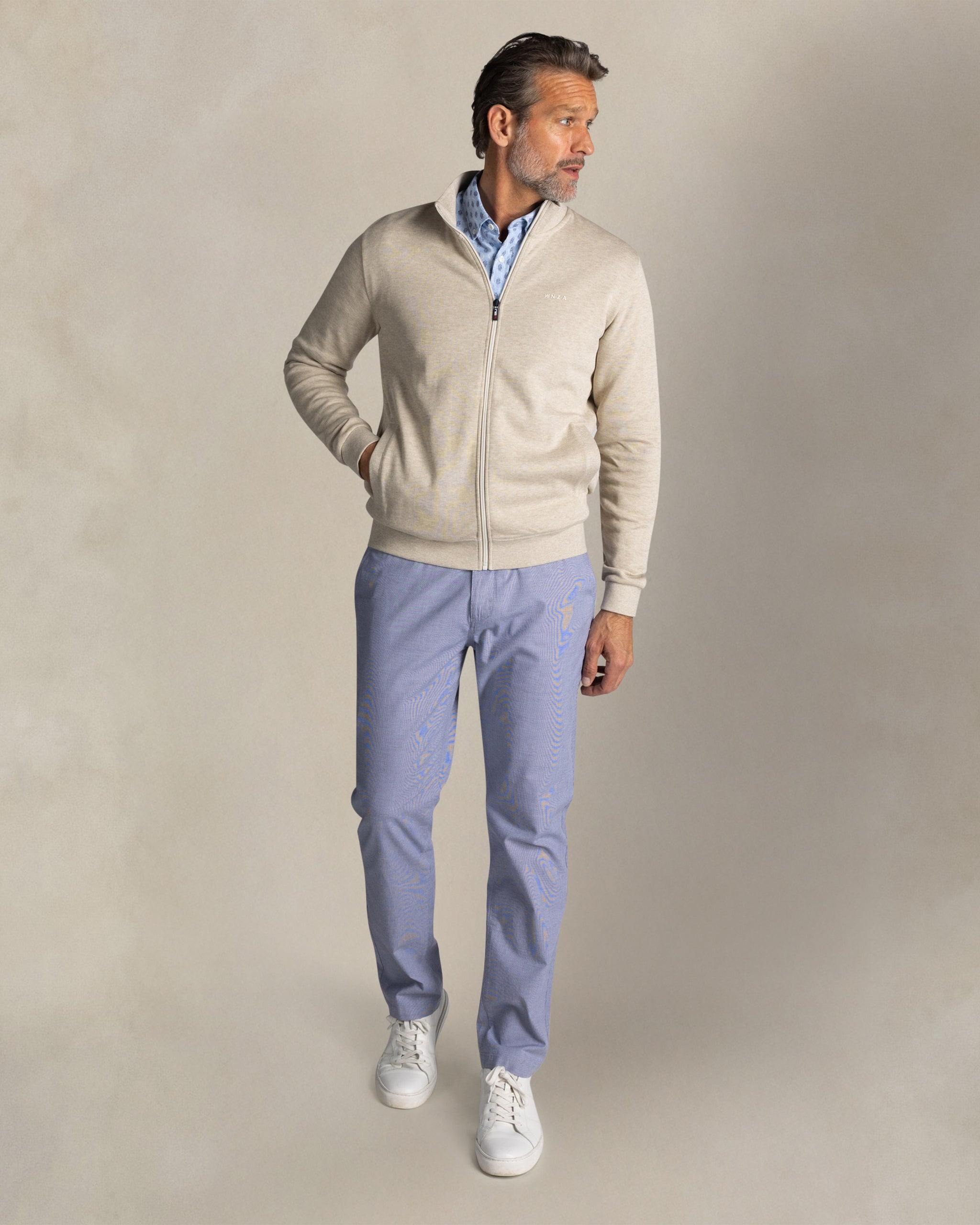 Ecru baumwollstrickjacke mit reißverschluss Ecru baumwollstrickjacke mit reißverschluss