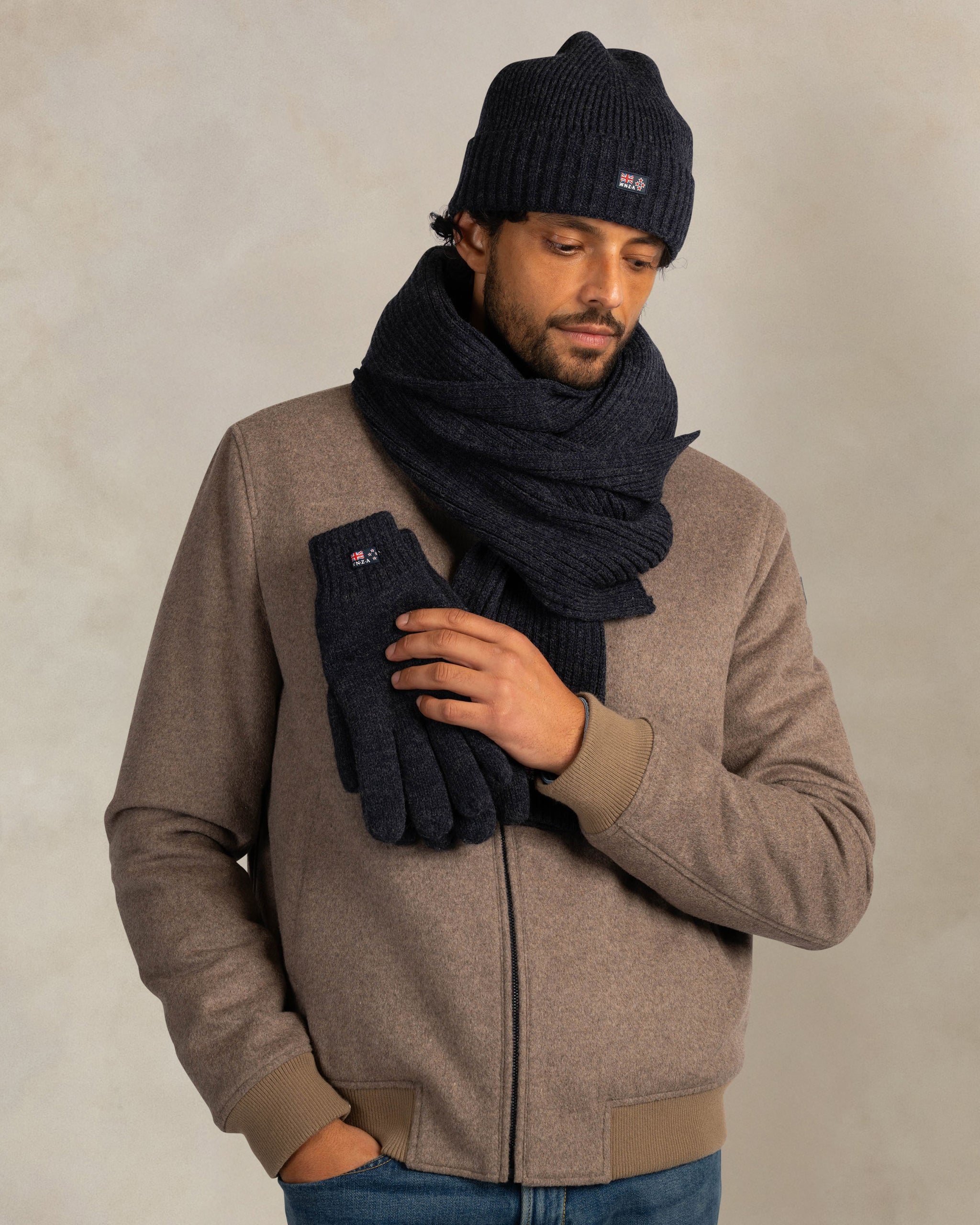 Dark blue wool blend scarf Dark blue wool blend scarf
