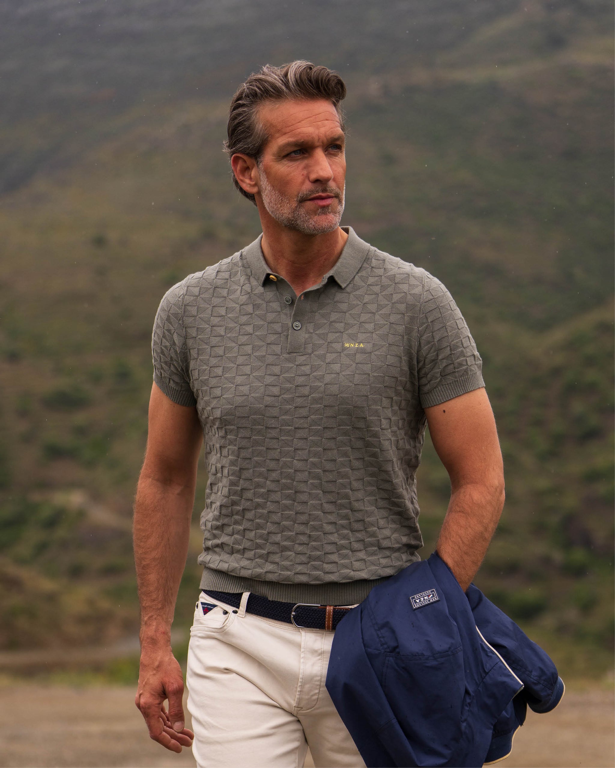 Donkergroene structuur polo Donkergroene structuur polo