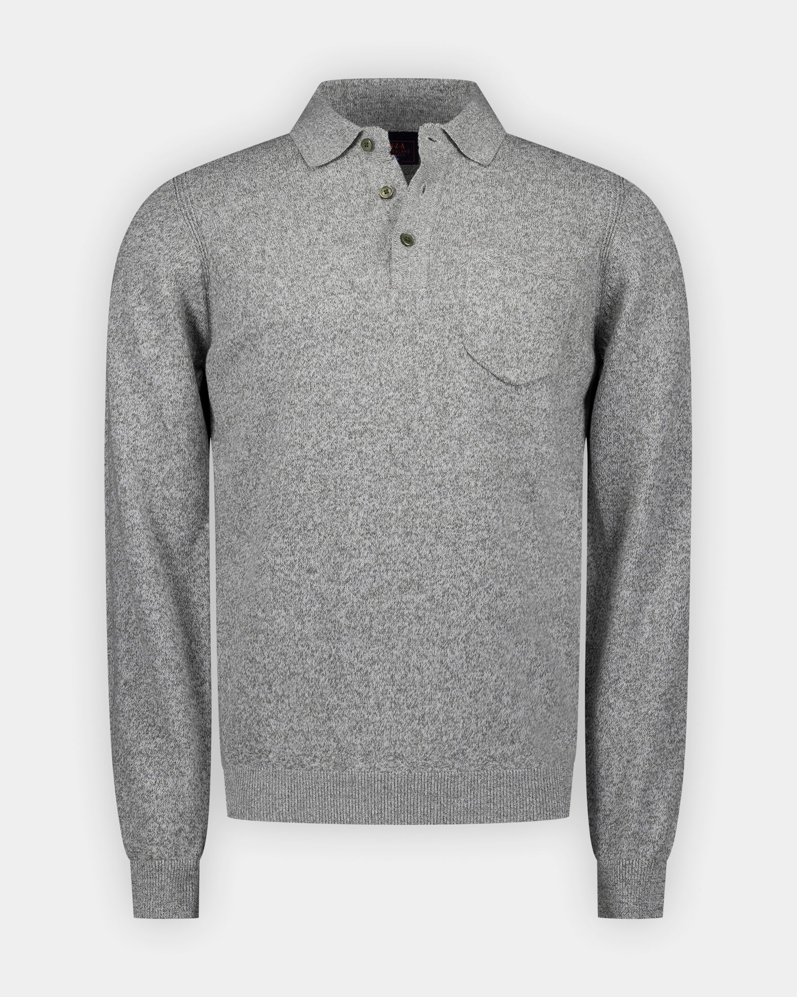 Grijze gebreide katoenen polo Grijze gebreide katoenen polo