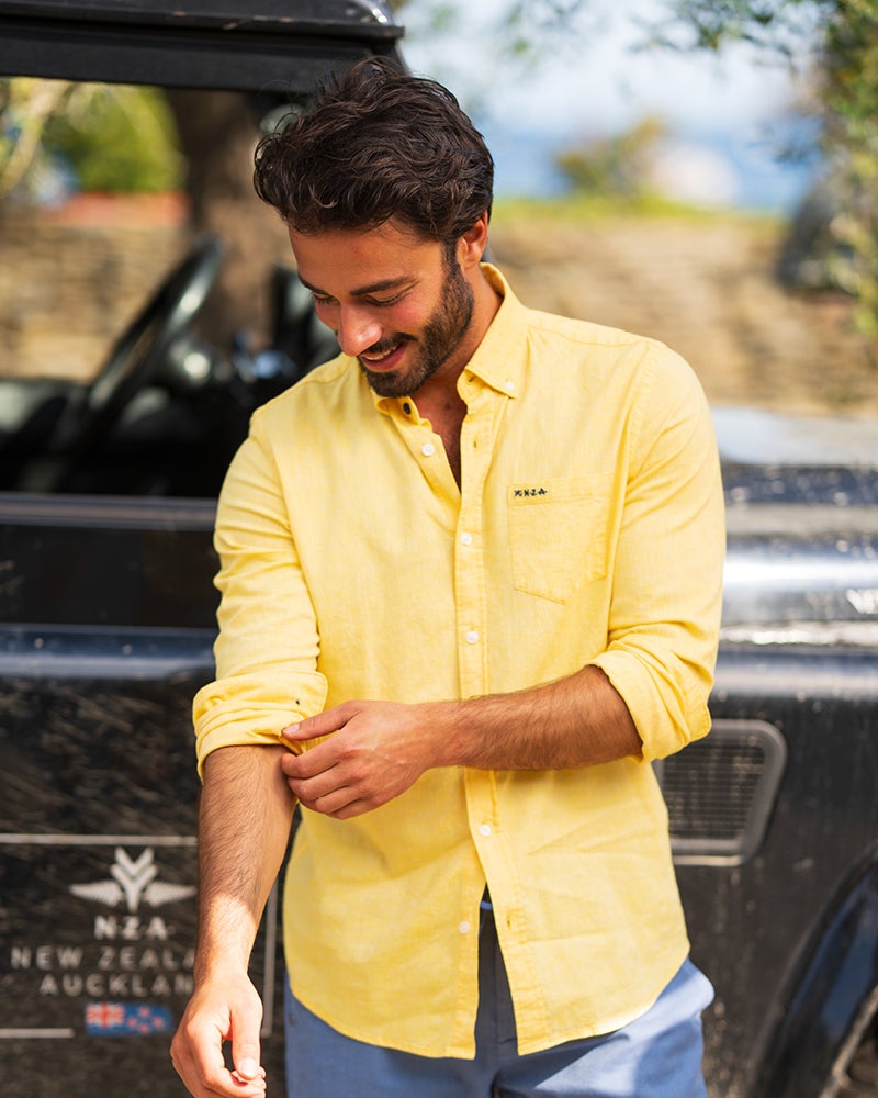 Camisa de lino amarilla Camisa de lino amarilla