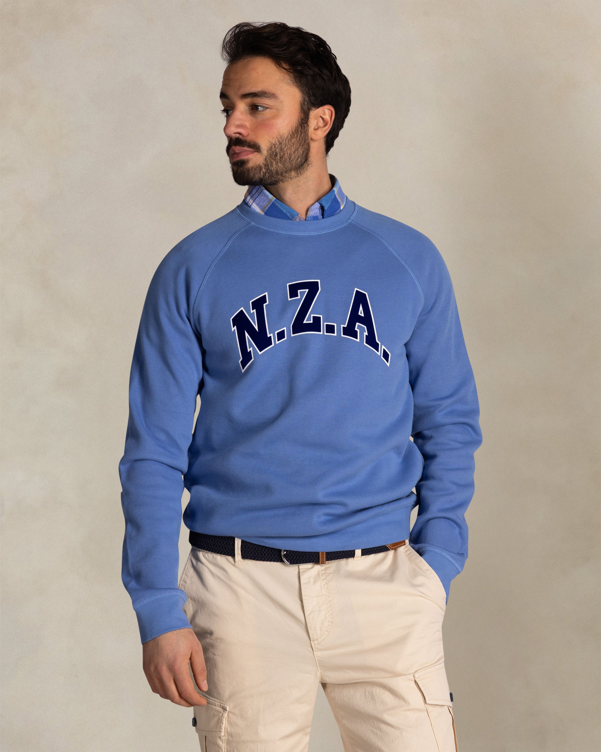 Sweat en coton bleu avec logo Sweat en coton bleu avec logo