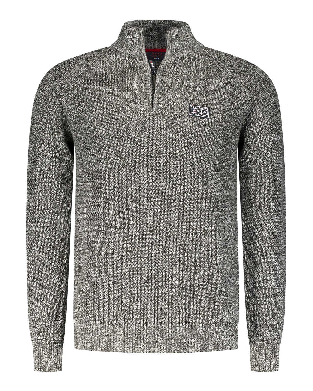 Dark green cotton sweater with half-zip - Gravel Green Dark green cotton sweater with half-zip - Gravel Green